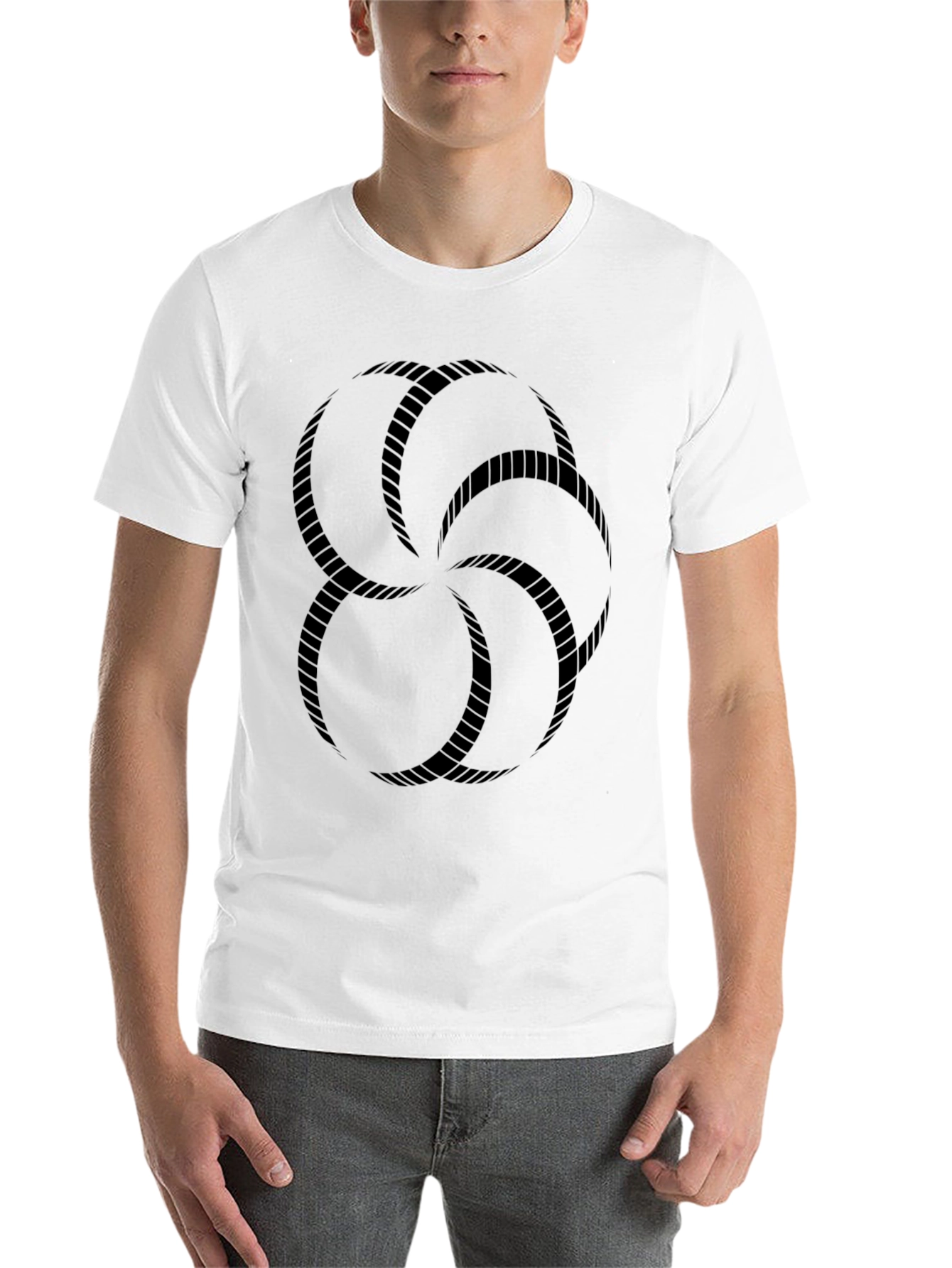 Black Black Graphic Tee - Geometric Rope Design view 14
