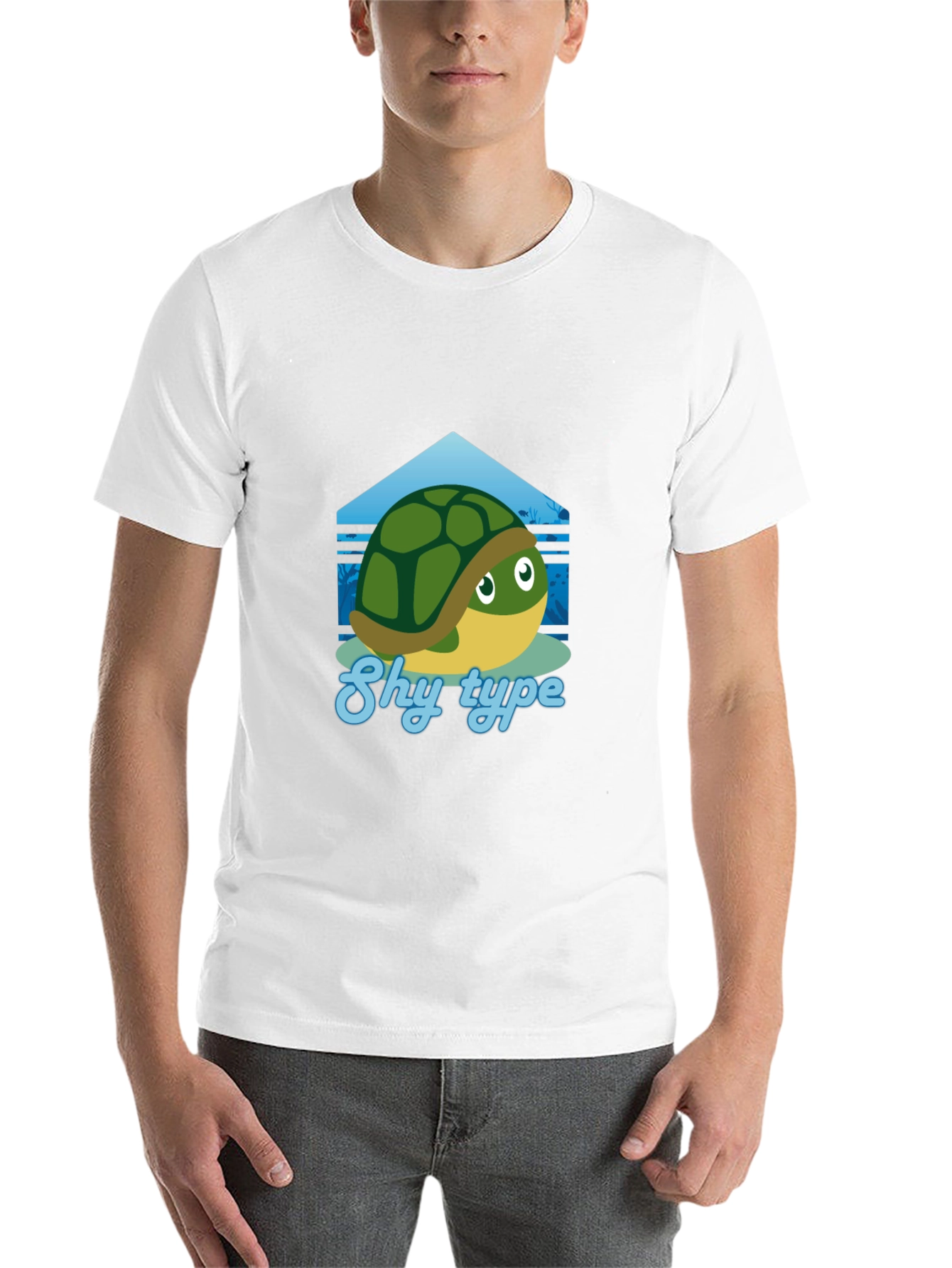 Black Shy Turtle Graphic T-Shirt - Cute Cartoon Design view 14