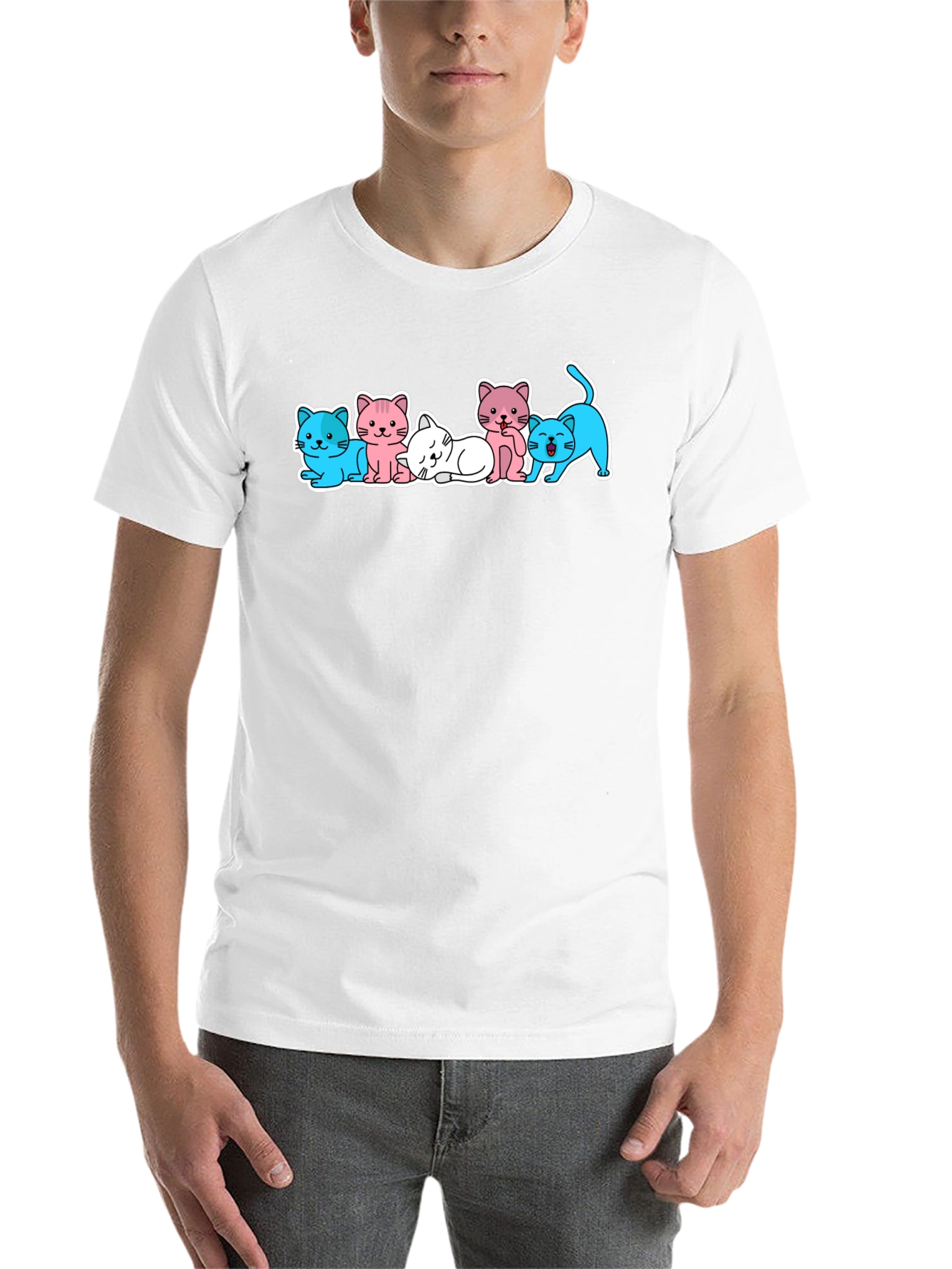 Black Cute Kitten Cartoon T-Shirt view 14