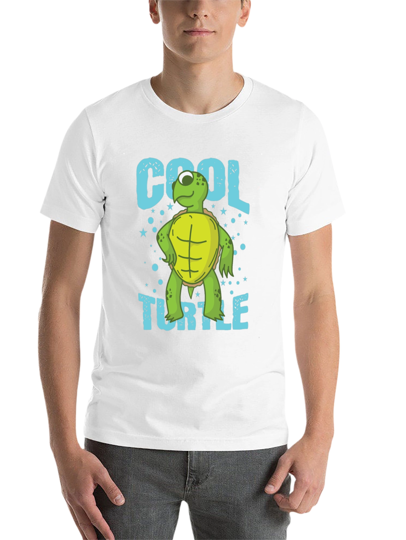 Black Cool Turtle Graphic T-Shirt, Men's Crew Neck view 14