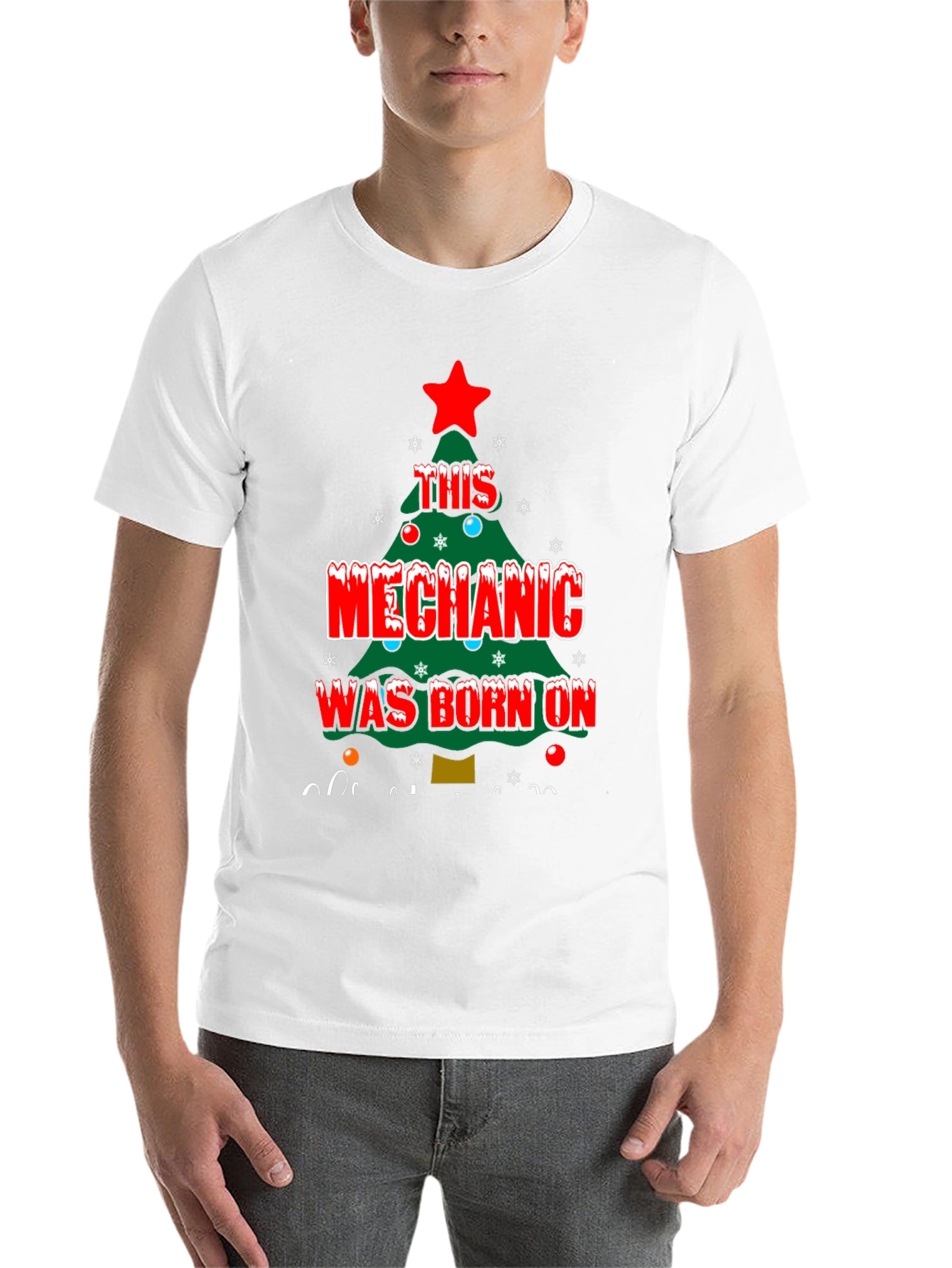 Black Mechanic Christmas Tree T-Shirt view 14