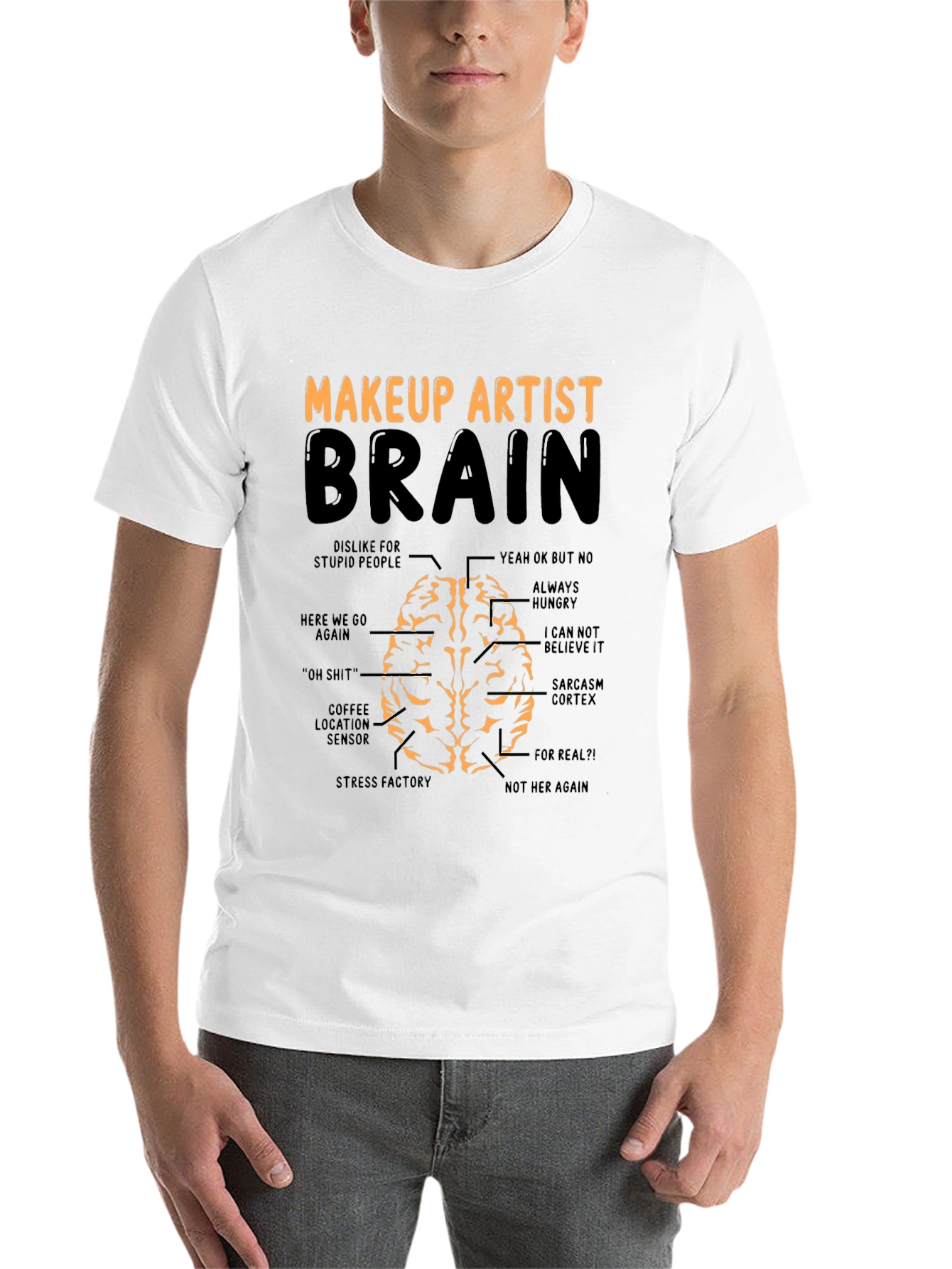 Black Makeup Artist Brain T-Shirt - Funny Gift for Stylists view 14