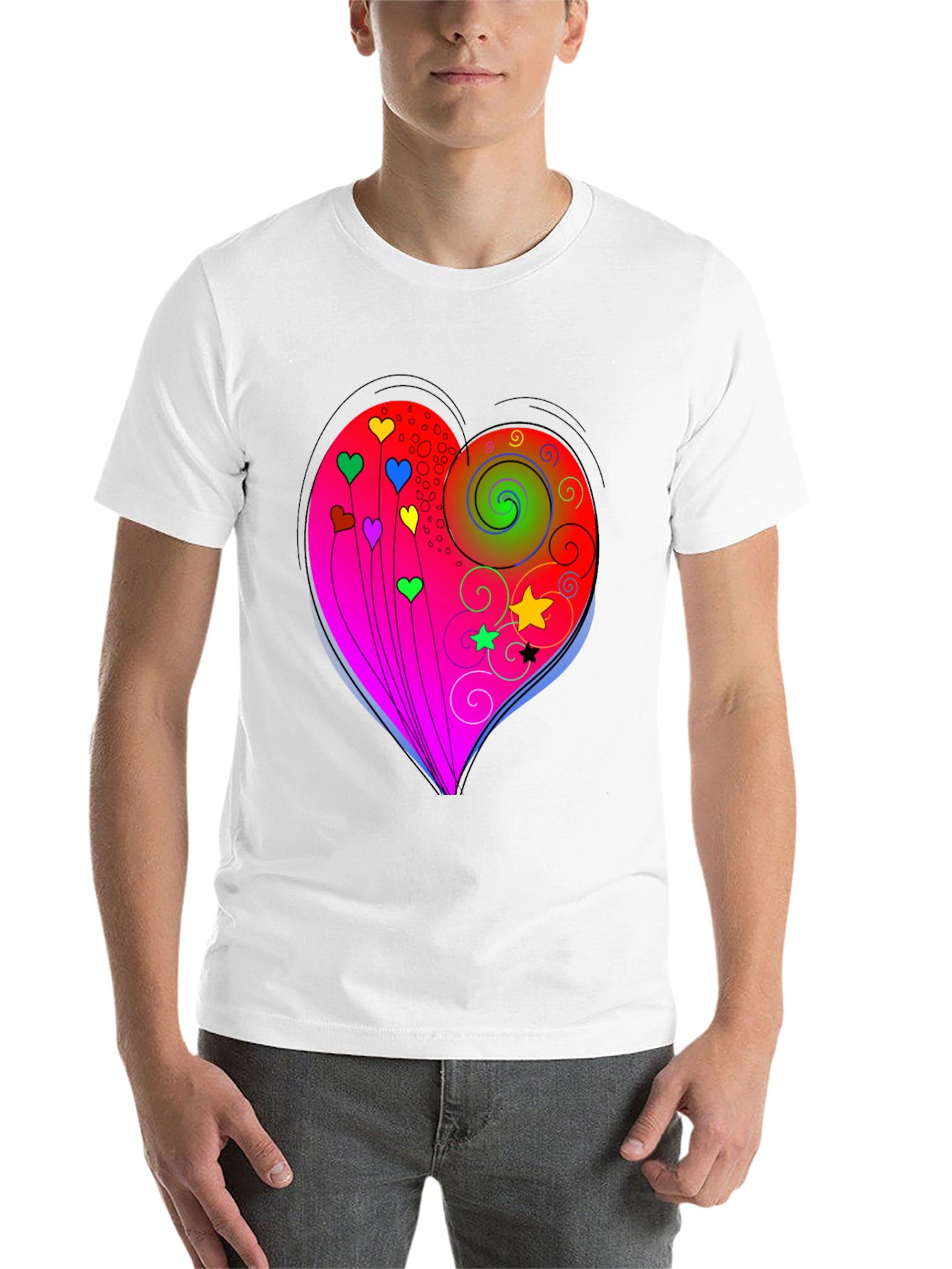 Black Heart Swirls Graphic T-Shirt - Stylish Casual Wear view 14