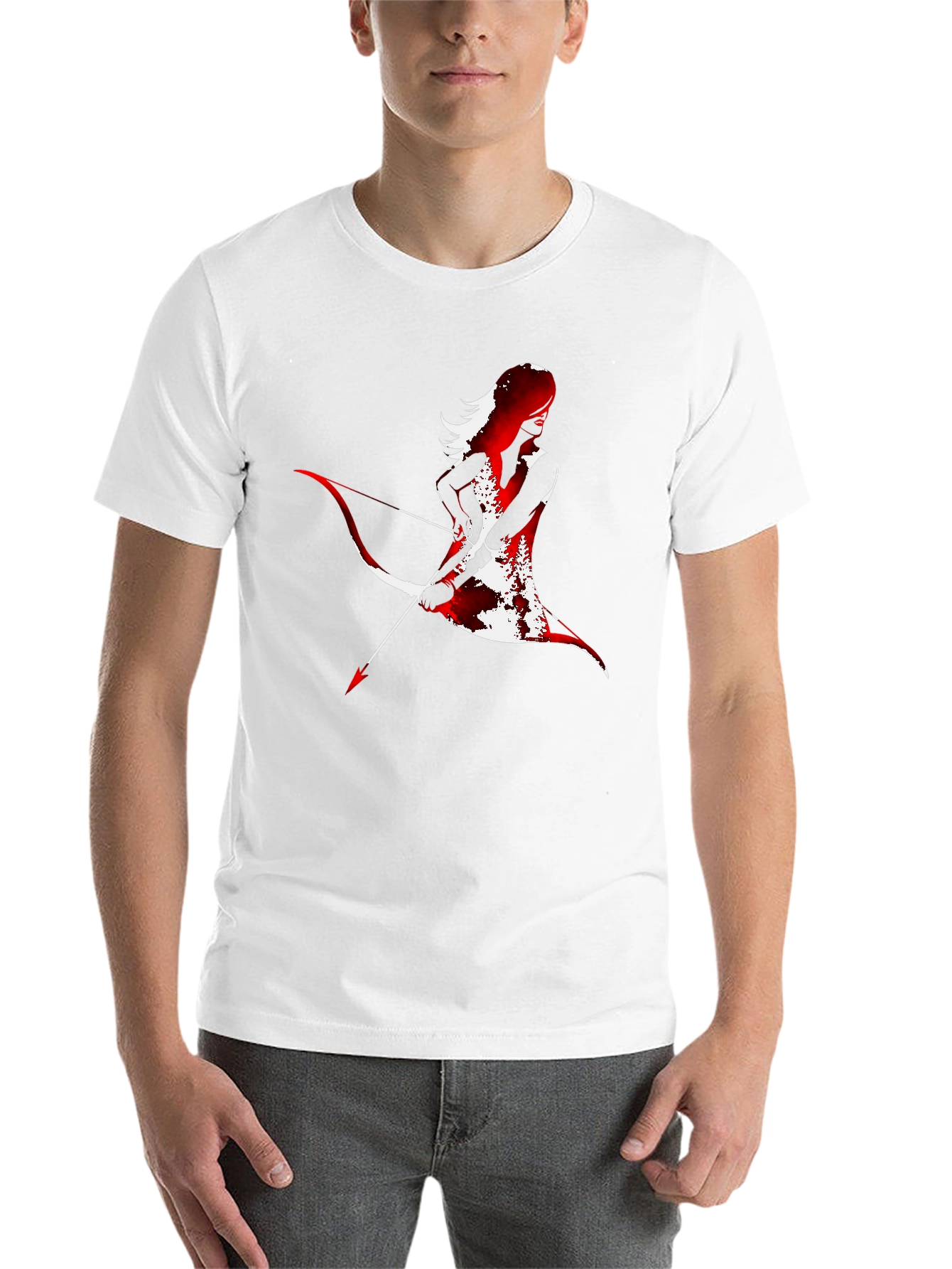 Black Archer Silhouette Graphic Tee - Black Cotton Blend view 14