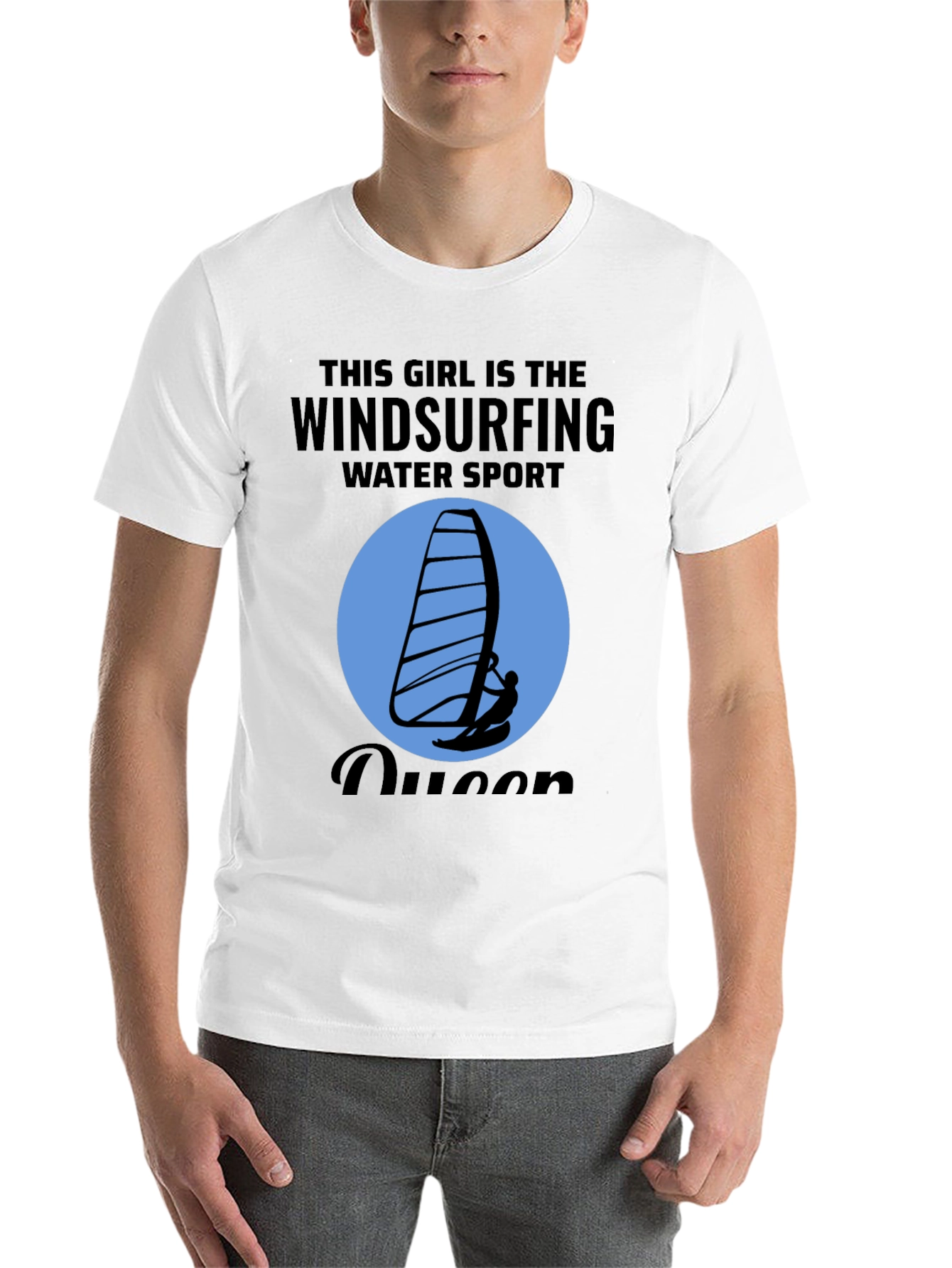 Black Windsurfing Queen T-Shirt - Water Sport Design view 14