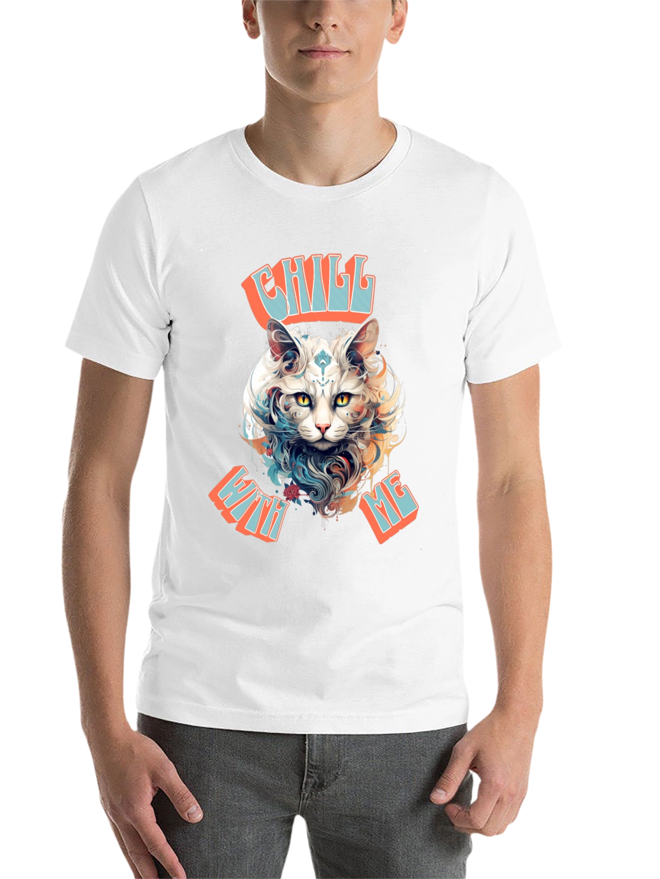 Black Chill With Me Cat Graphic Tee view 14