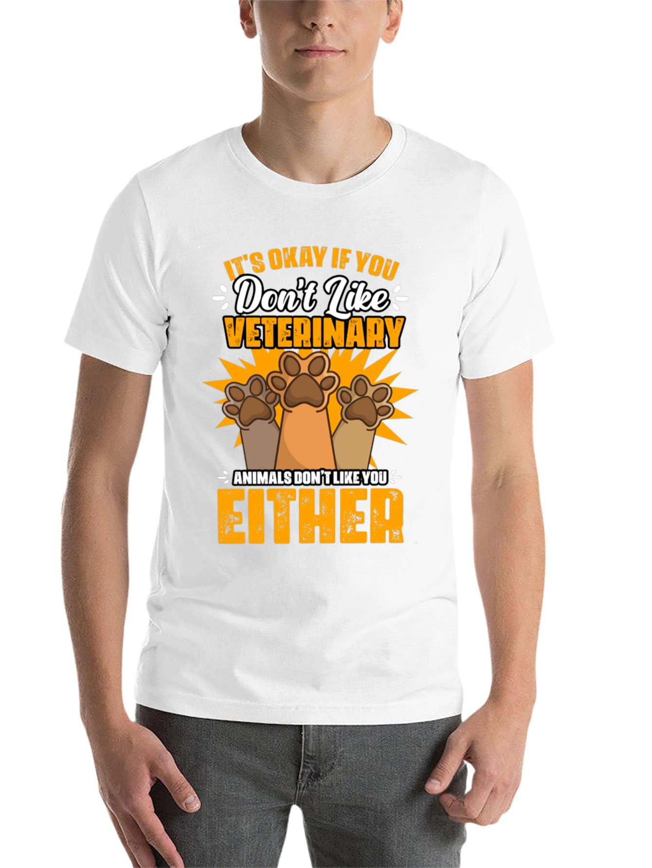 Black Veterinary Humor T-Shirt: Animals Don't Like You Either view 14