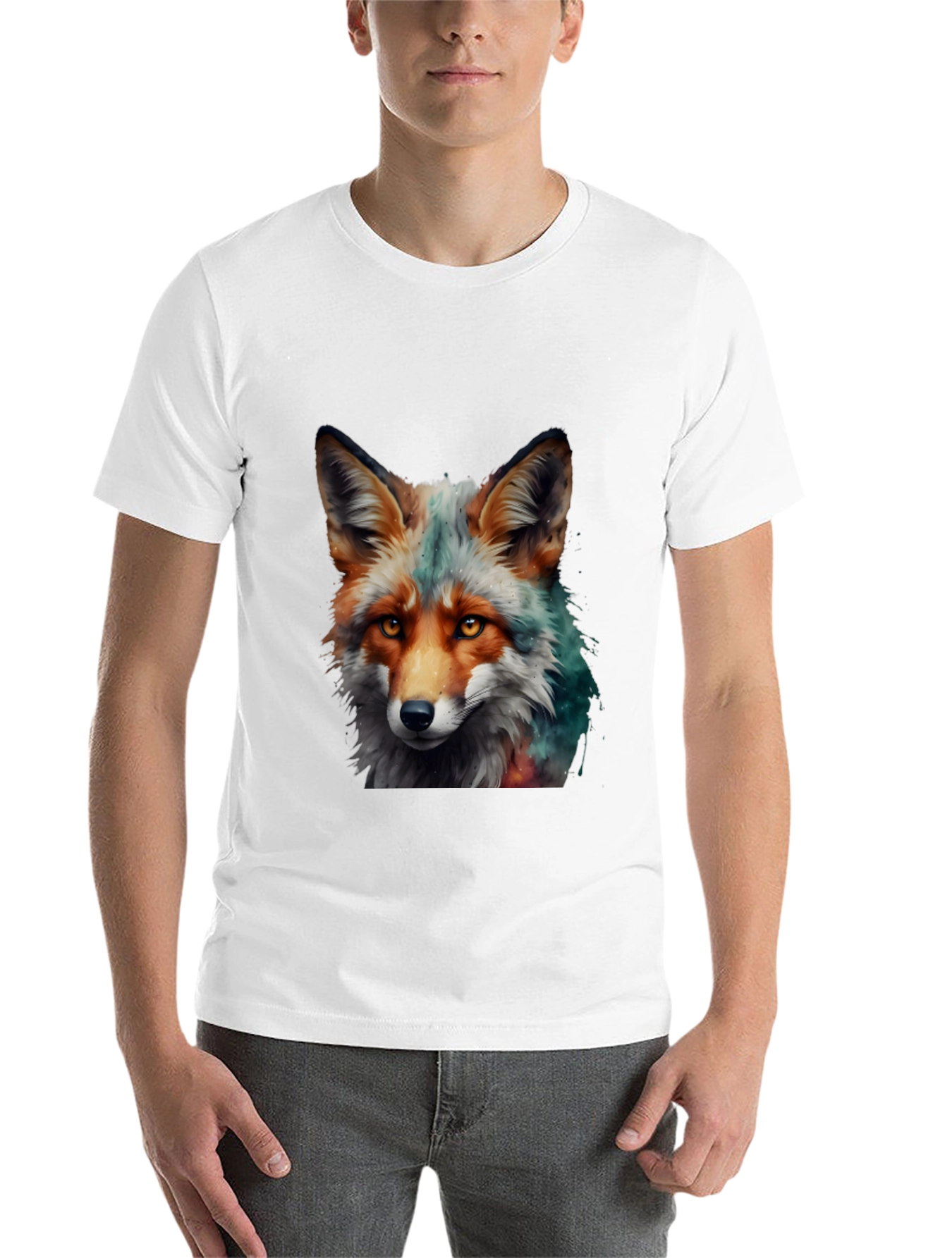 Black Fox Art Print Tee - Stylish Animal Graphic T-Shirt view 14