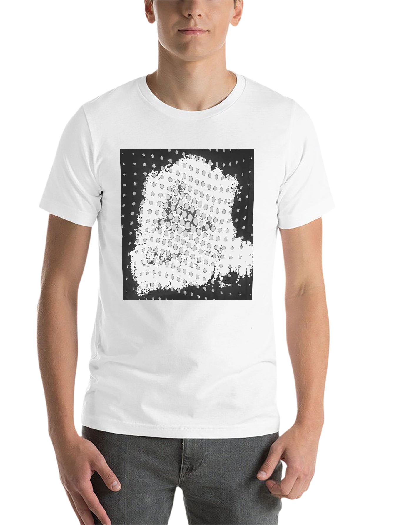 Black Abstract Graphic Print Black Cotton Casual T-Shirt view 14