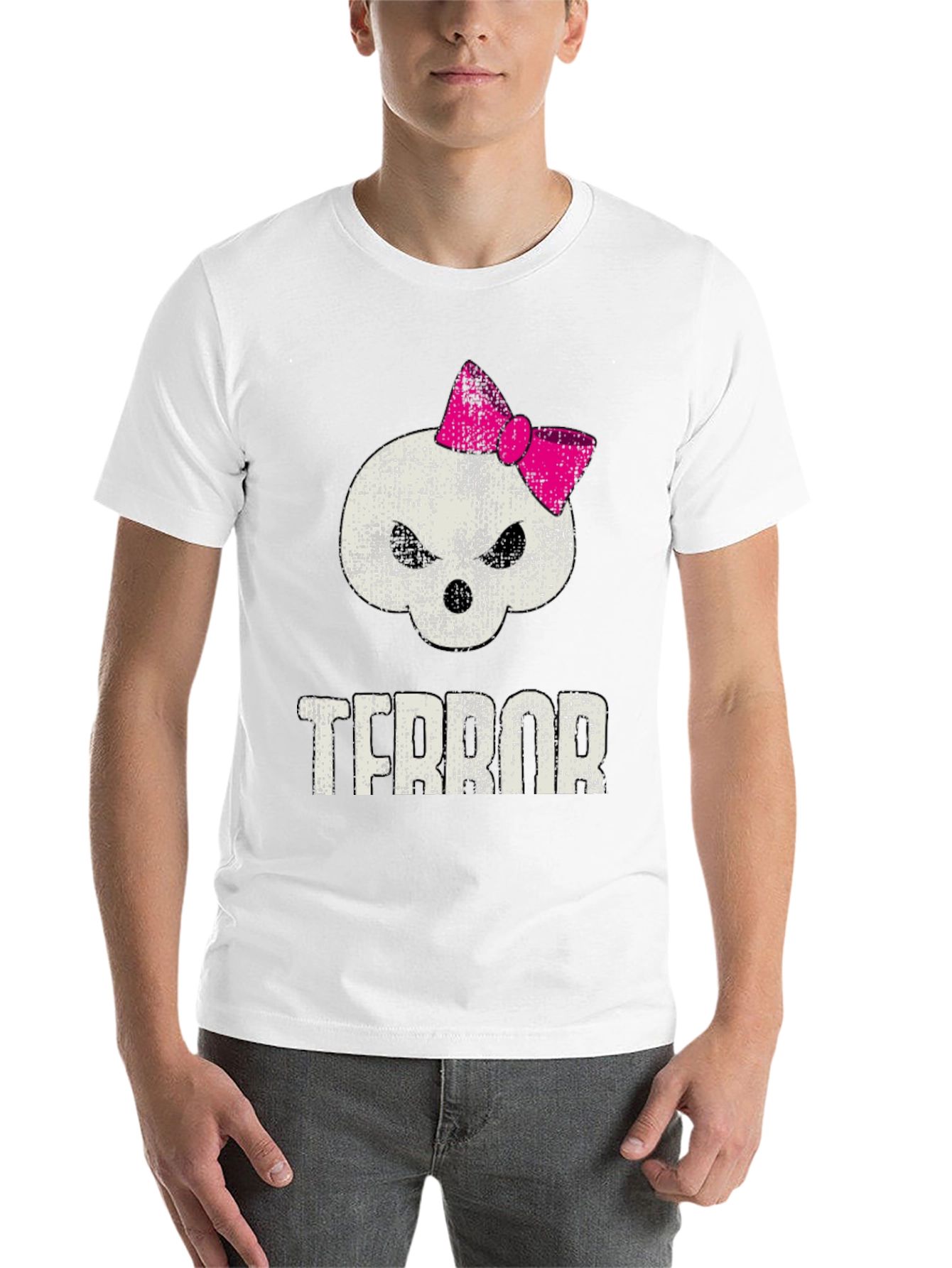 Black Terror Skull with Bow Graphic T-Shirt view 14