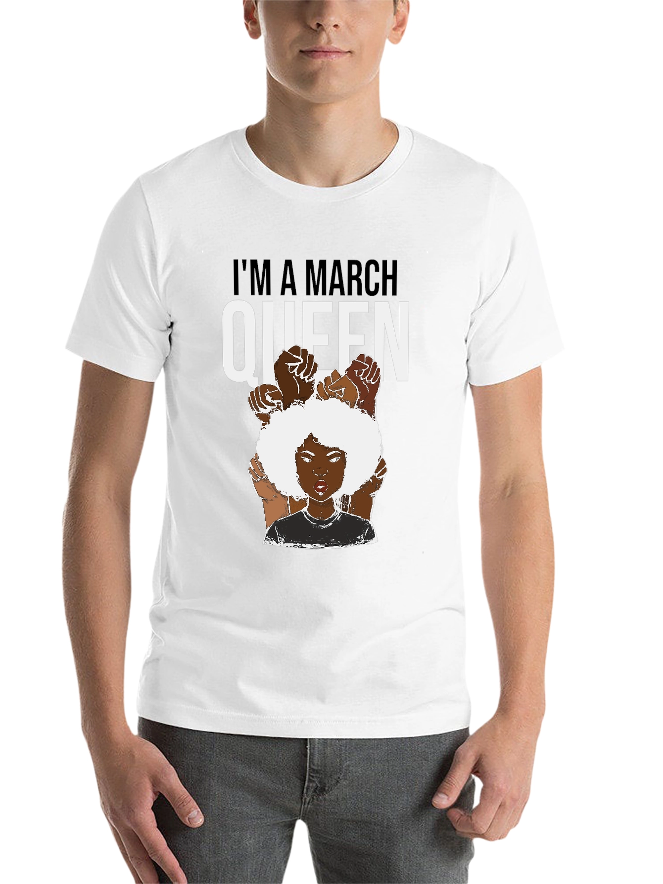Black I'm a March Queen Black T-Shirt view 14