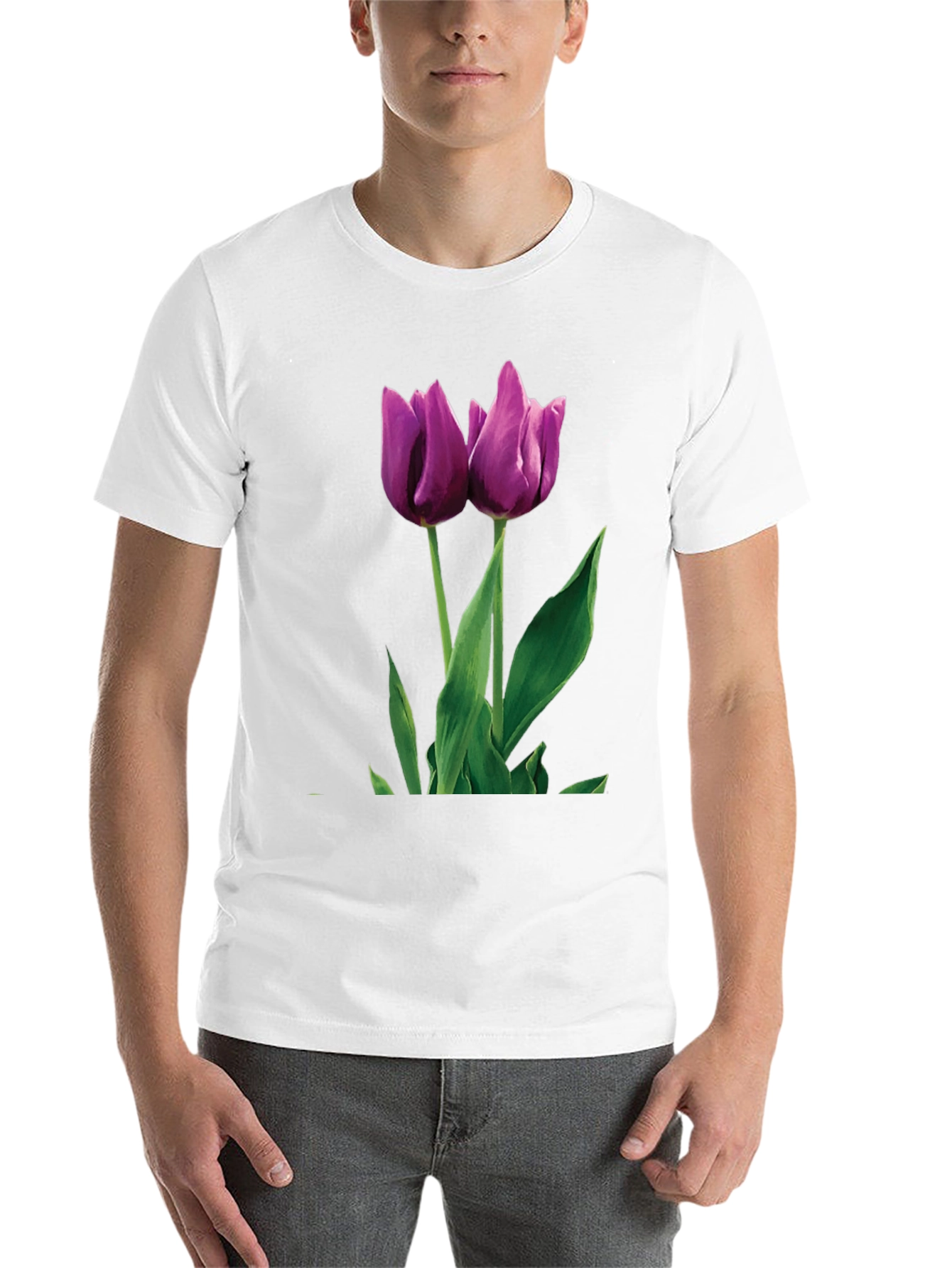 Black Tulip Graphic T-Shirt - Black Cotton Blend view 14
