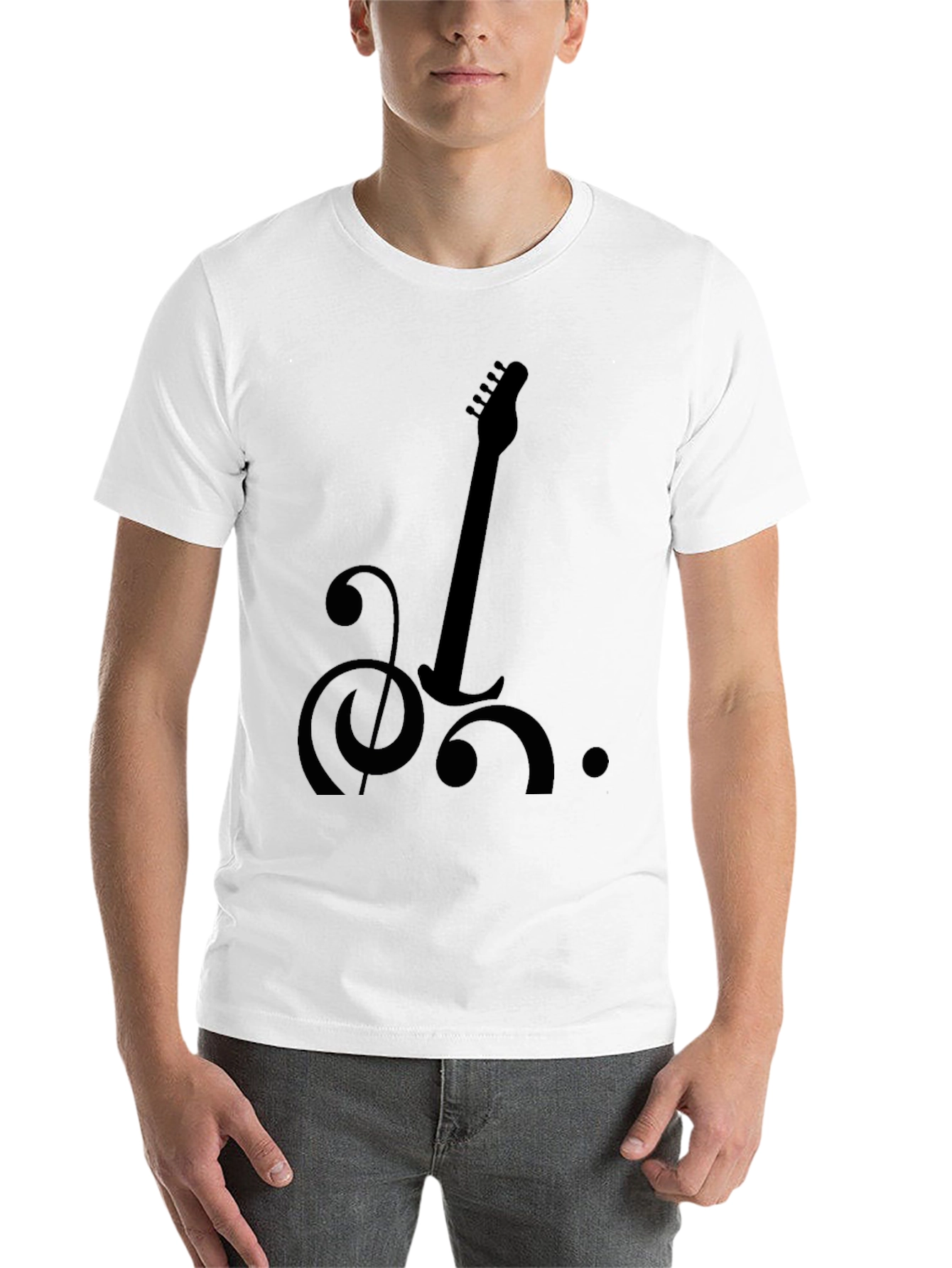 Black Musical Guitar Graphic Tee - Black Cotton Blend view 14