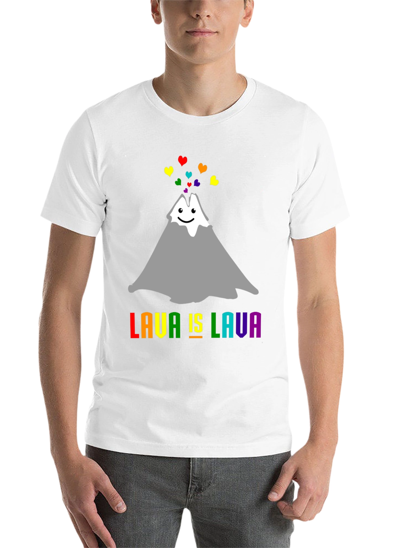 Lava Is Lava Volcano Rainbow Heart Pride T-Shirt - 14