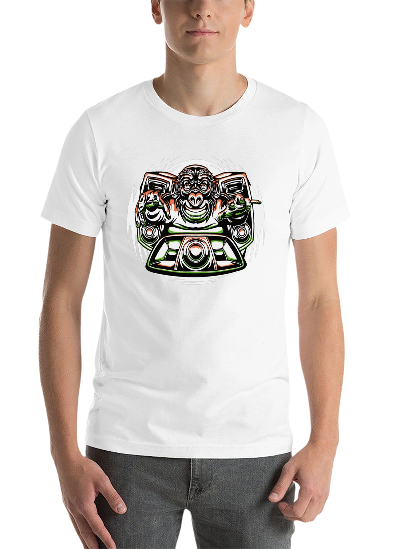 Black DJ Monkey Graphic Tee - Unique Streetwear Design view 14