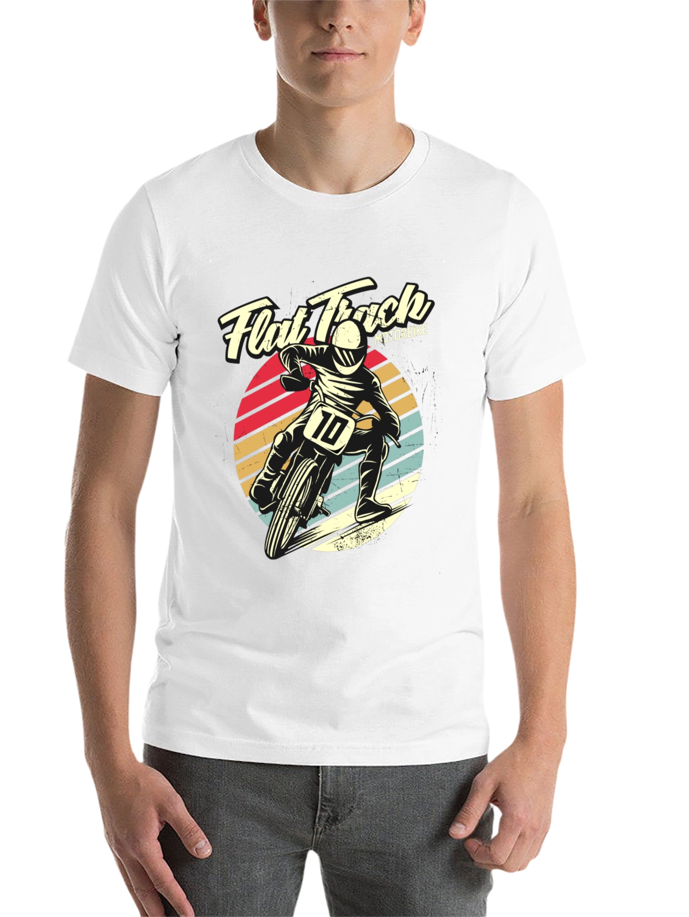 Black Flat Track Motorbike Graphic T-Shirt view 14