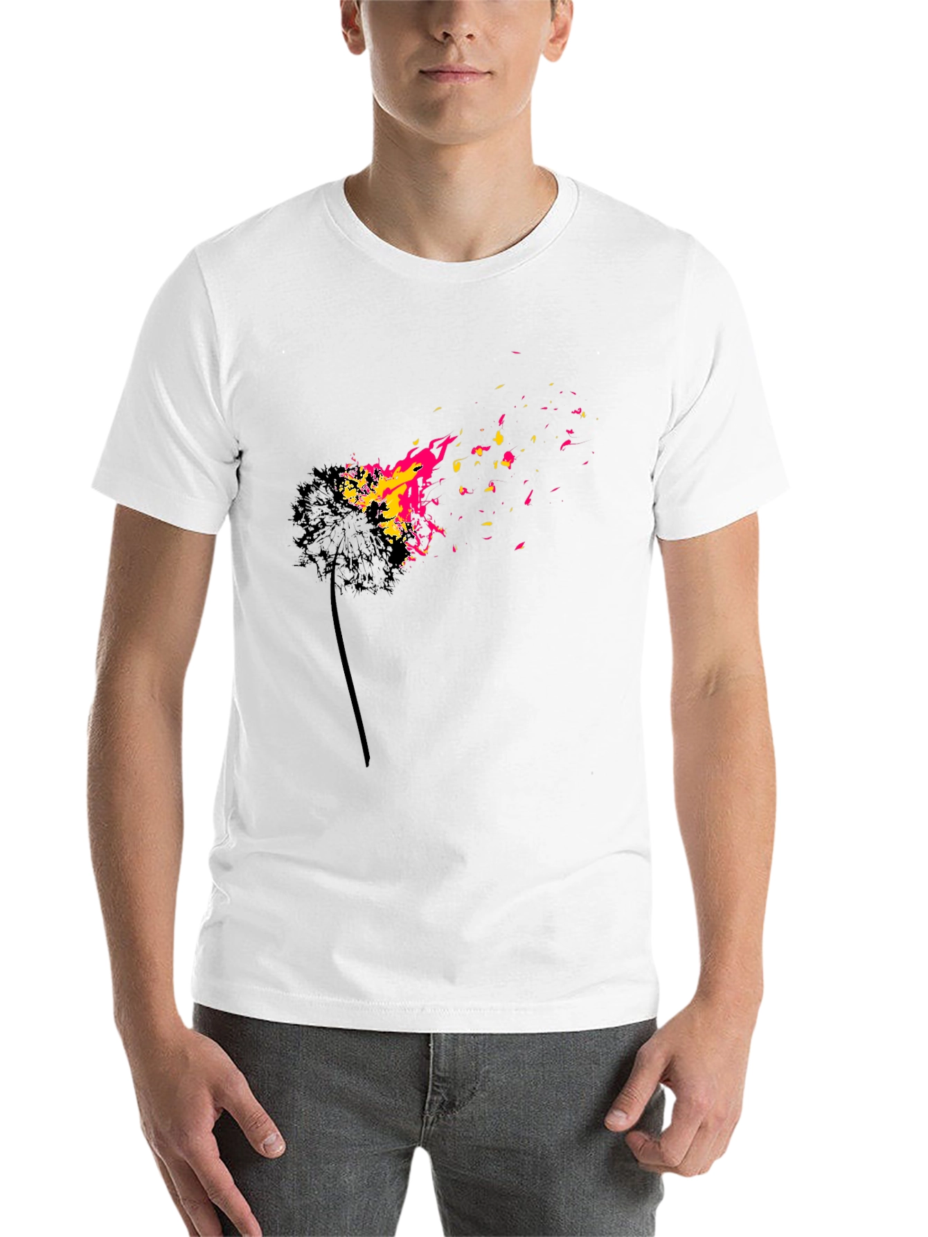 Black Burning Dandelion Graphic T-Shirt view 14