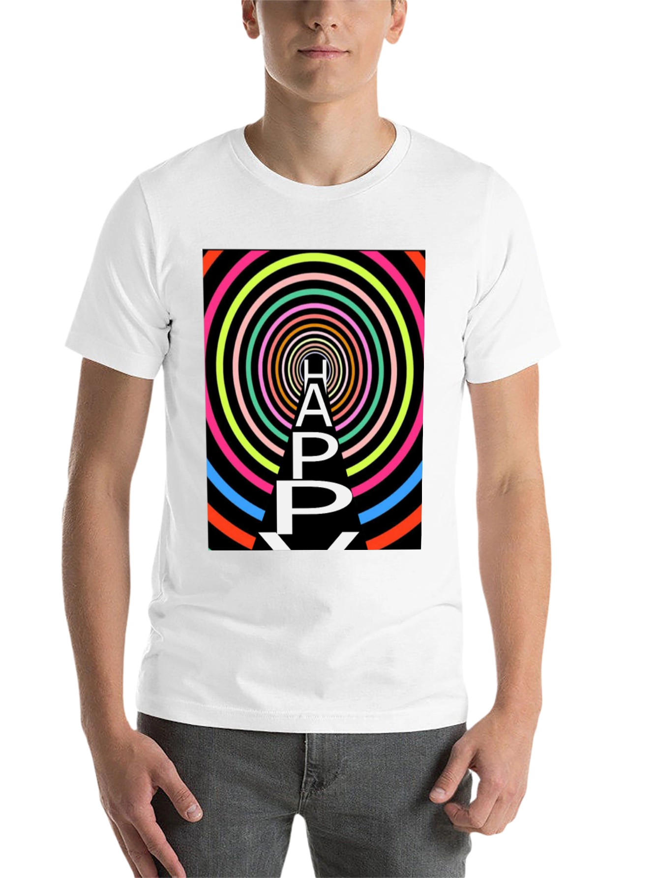 Black Happy Graphic Tee - Black Unisex Shirt view 14