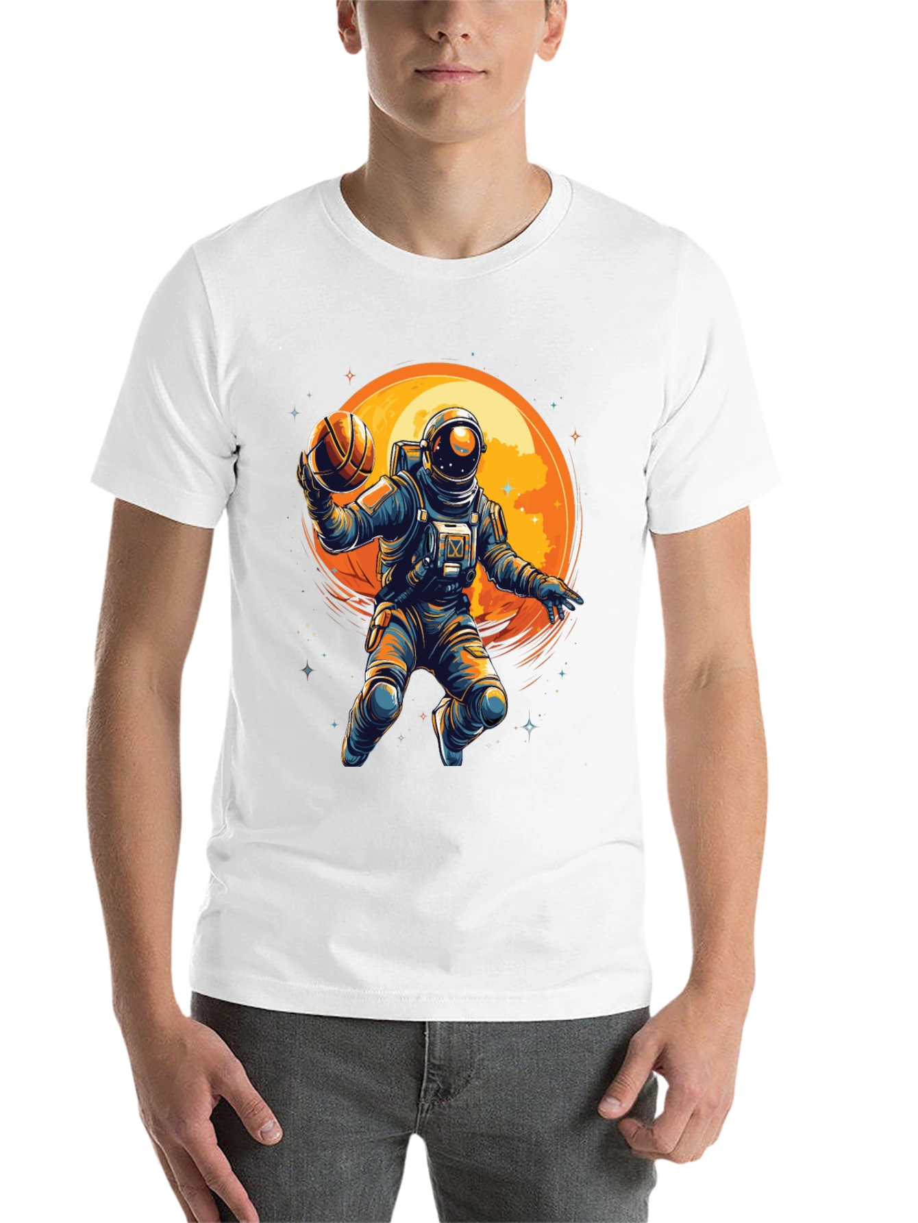 Black Astronaut Basketball Graphic T-Shirt view 14
