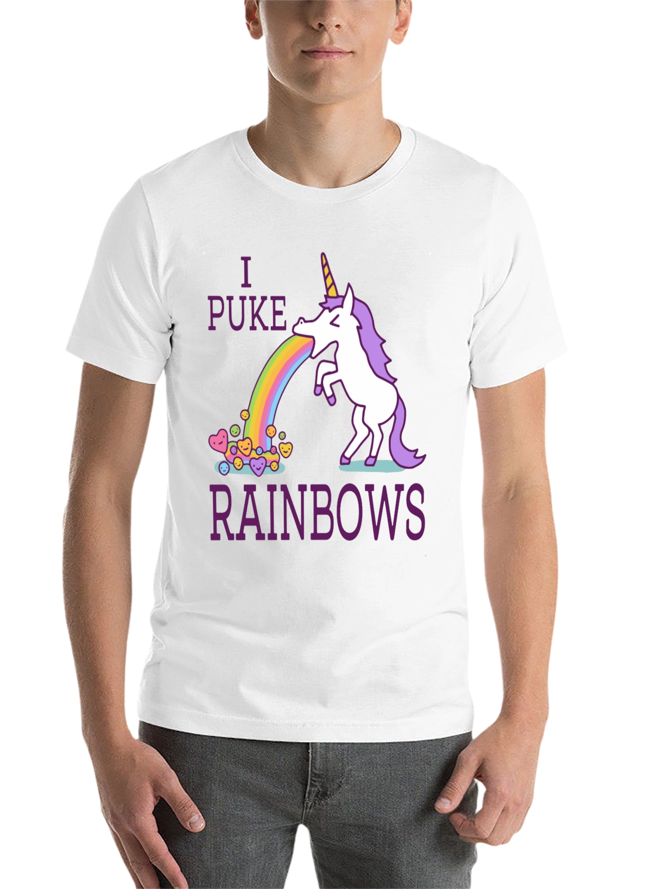 Black I Puke Rainbows Graphic Tee - Unicorn Humor T-Shirt view 14