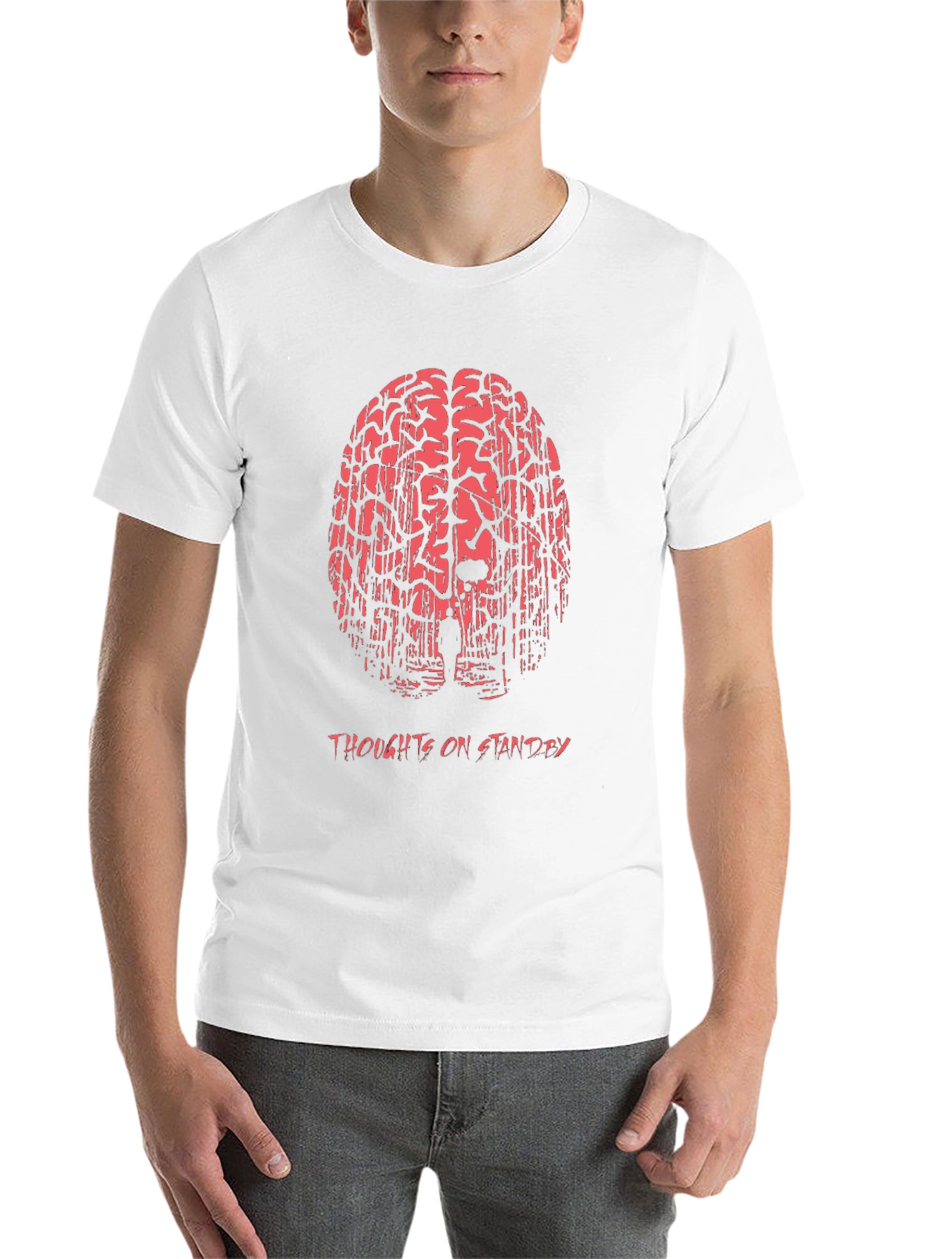 Black Thoughts on Standby Graphic Print T-Shirt view 14