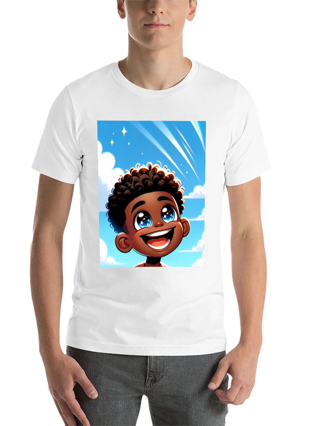 Black Cartoon Boy T-Shirt - Black Cotton Blend view 14