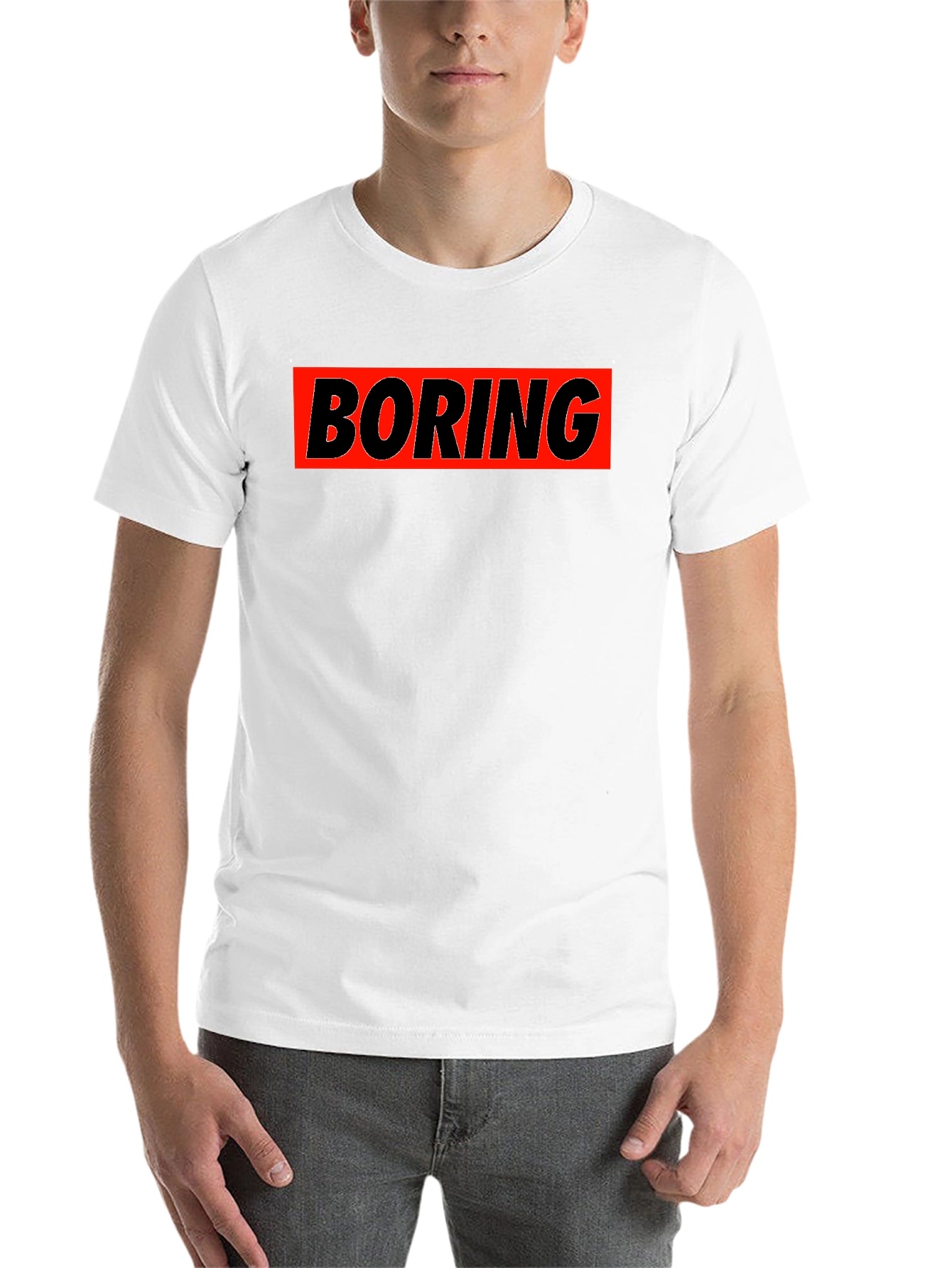 Black Boring Graphic T-Shirt - Classic Crew Neck view 14