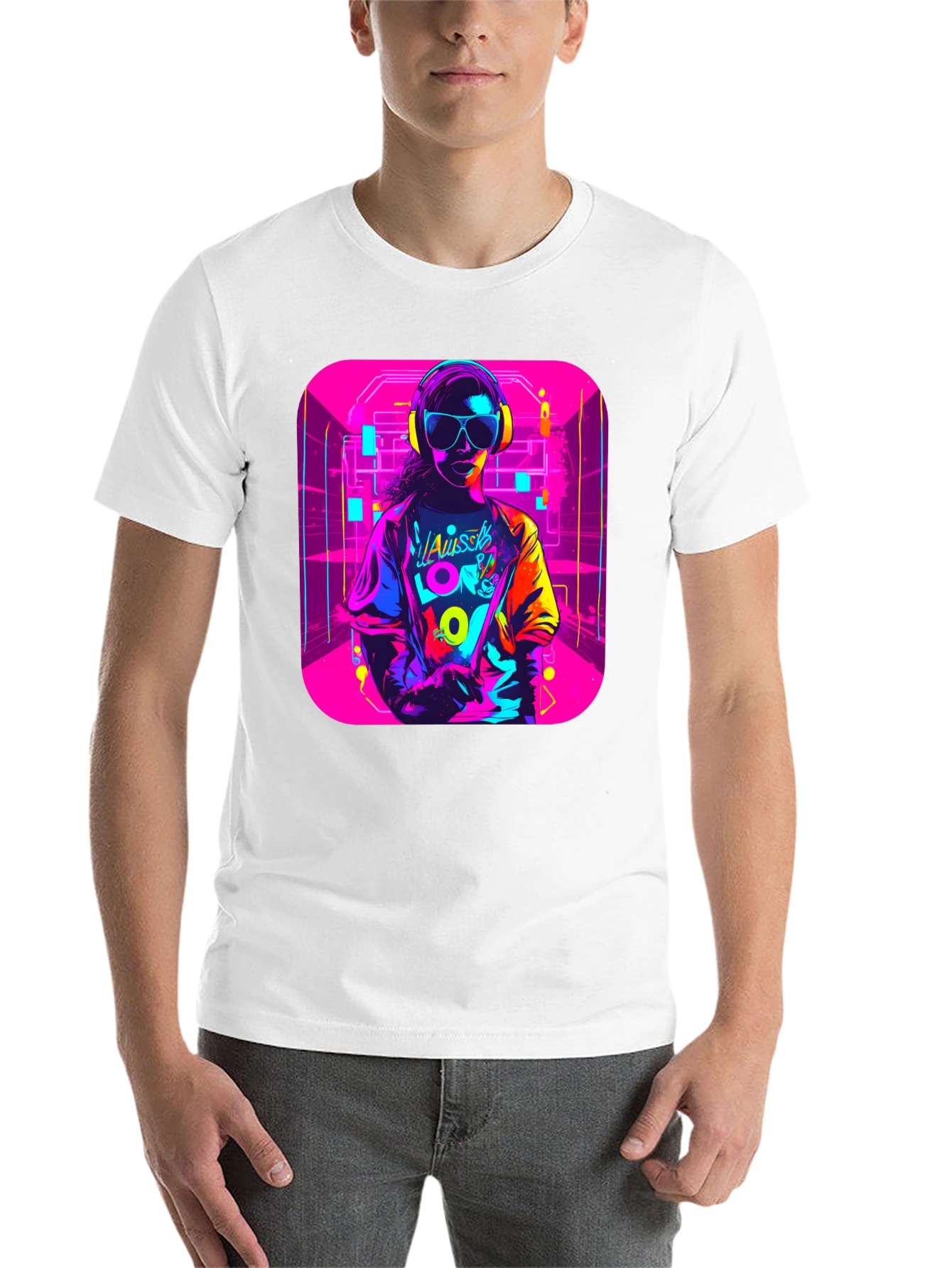 Black Neon 80s Retro T-Shirt - Unisex Black Tee view 14