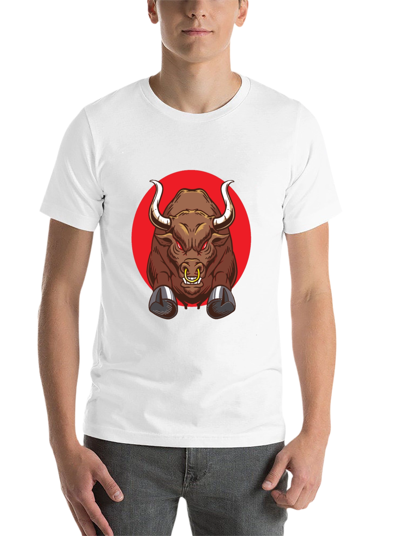 Black Angry Bull Graphic Black T-Shirt view 14