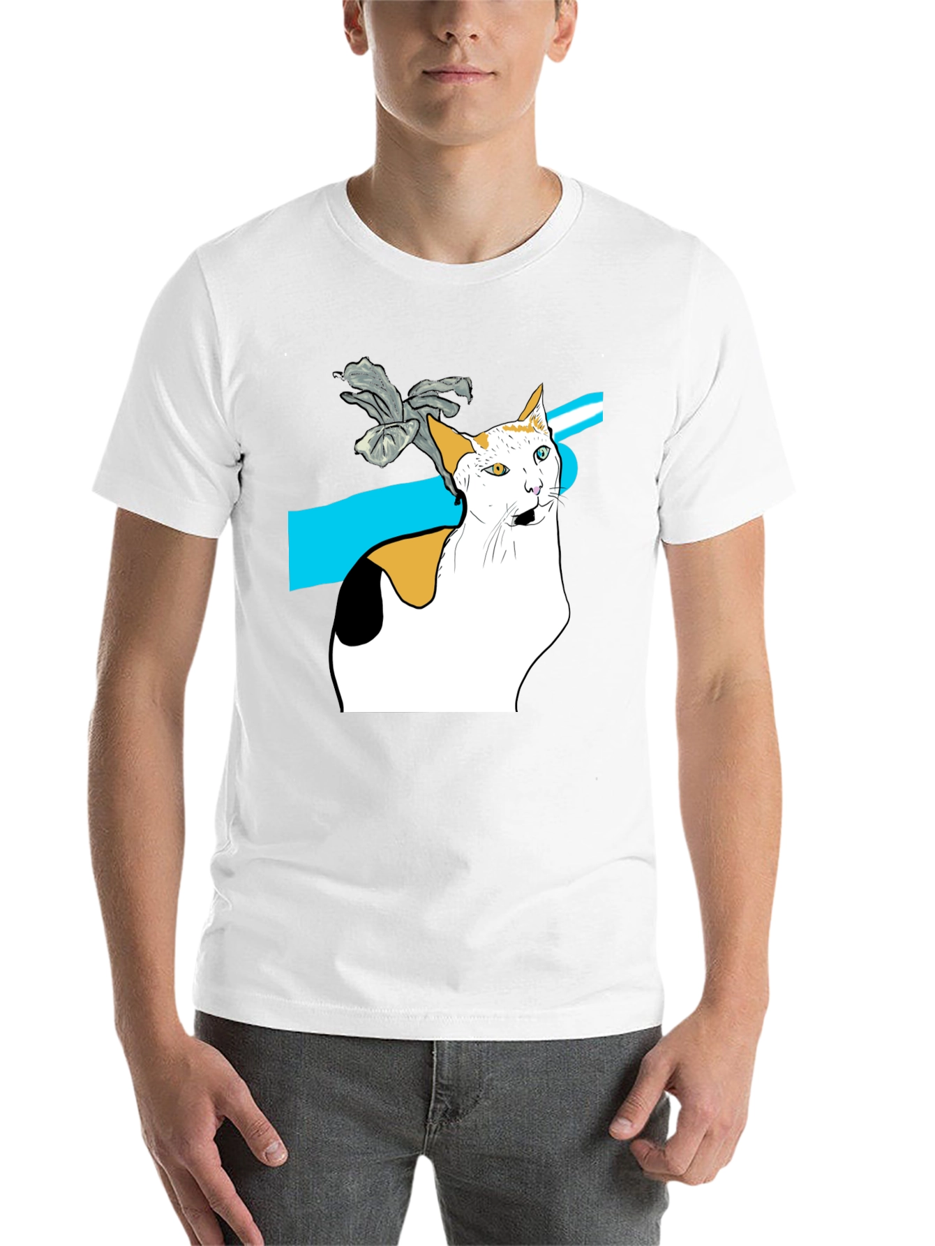 Black Cat Graphic Tee - Unique Heterochromia Cat Design view 14