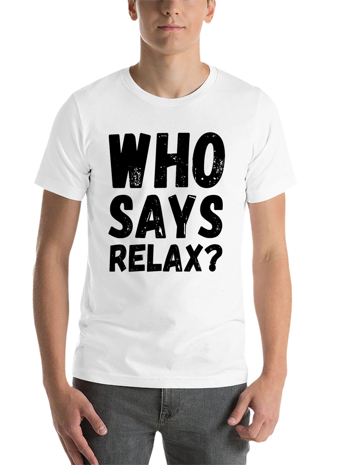 Black Who Says Relax? Graphic Tee - Black Casual T-Shirt view 14