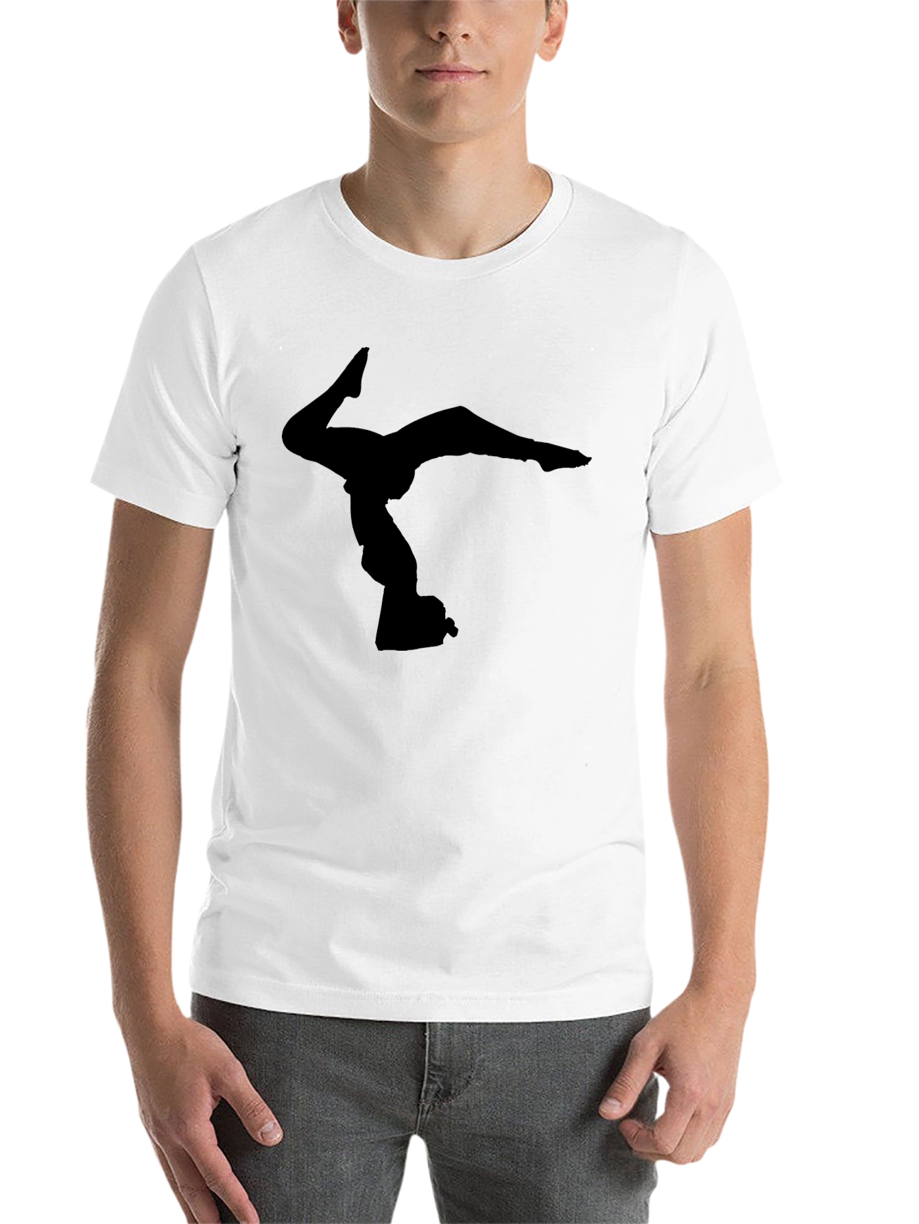Black Gymnast Silhouette Graphic Tee - Black Cotton T-Shirt view 14
