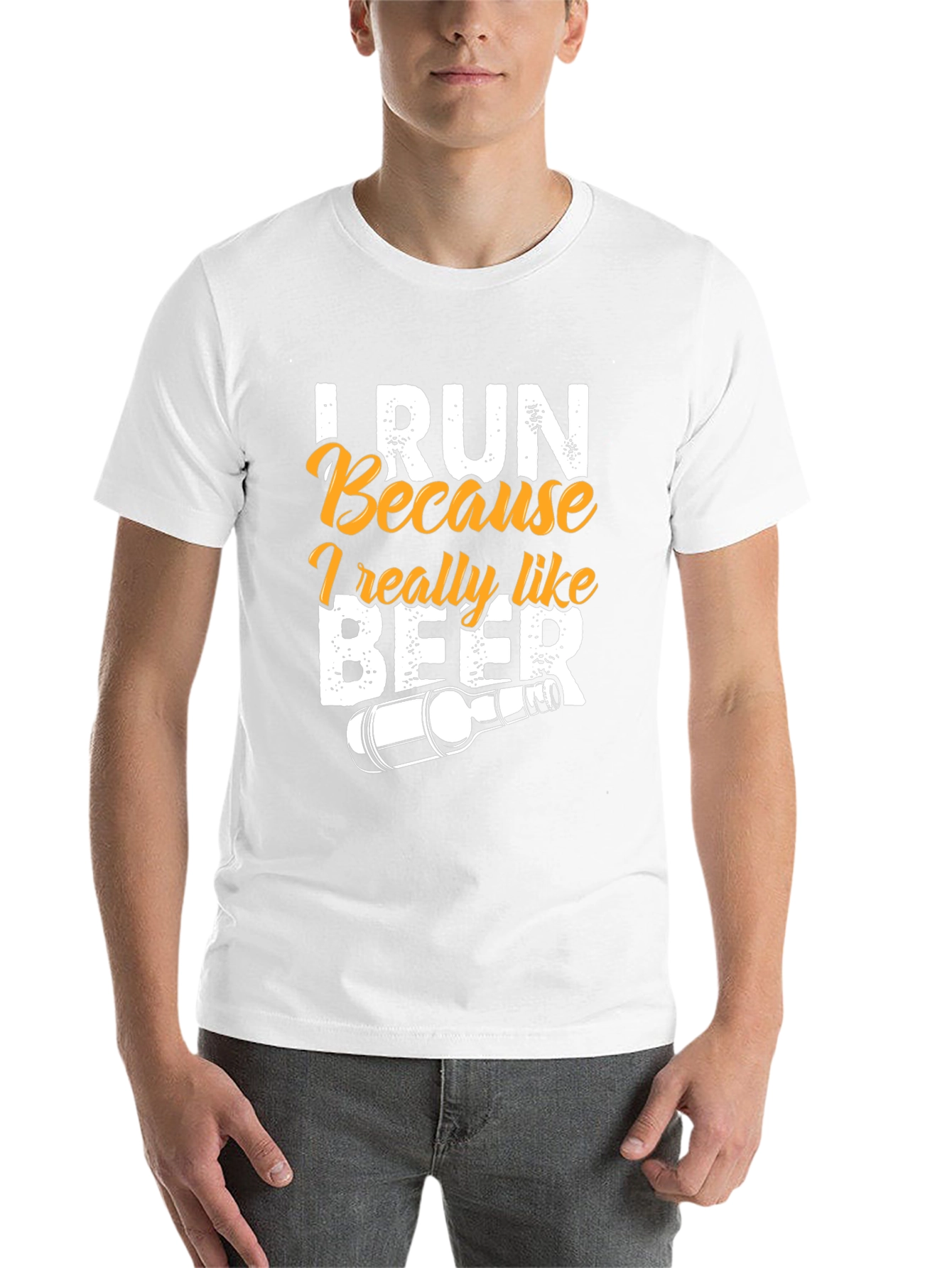 Black I Run Because I Really Like Beer T-Shirt view 14