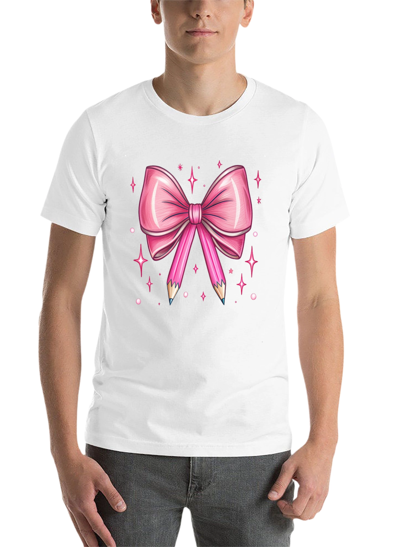 Black Pink Bow & Pencil Graphic Tee view 14