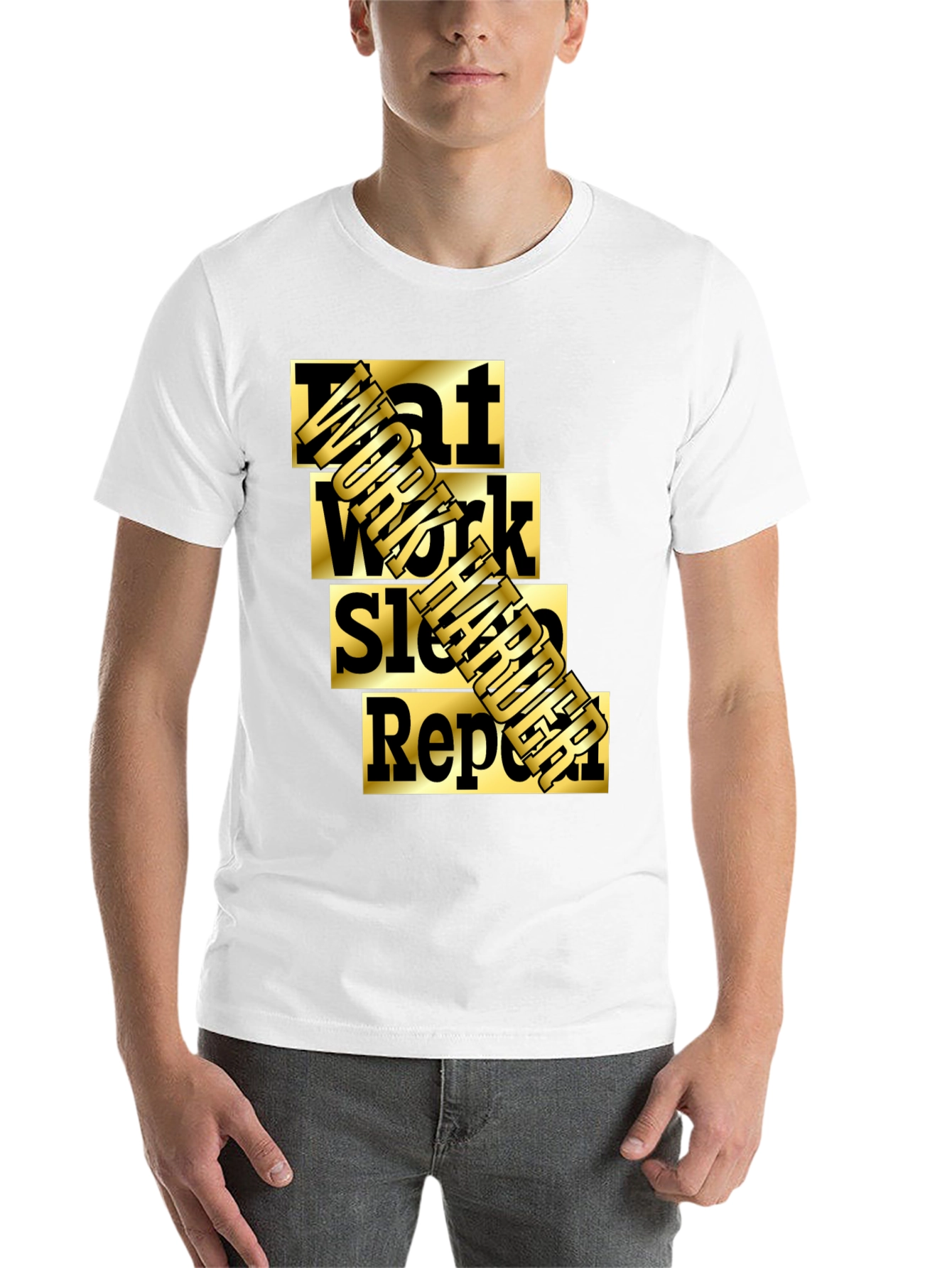 Black Eat Work Sleep Burger Repeat Graphic T-Shirt view 14