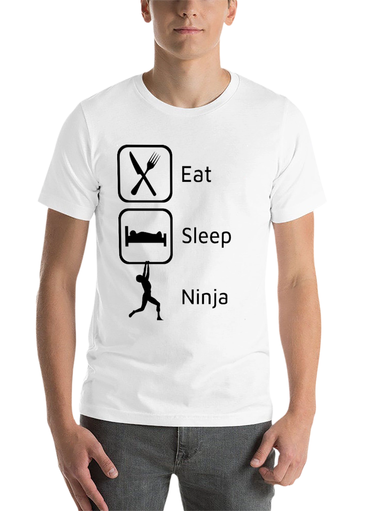 Black Eat Sleep Ninja T-Shirt - Black Graphic Tee view 14