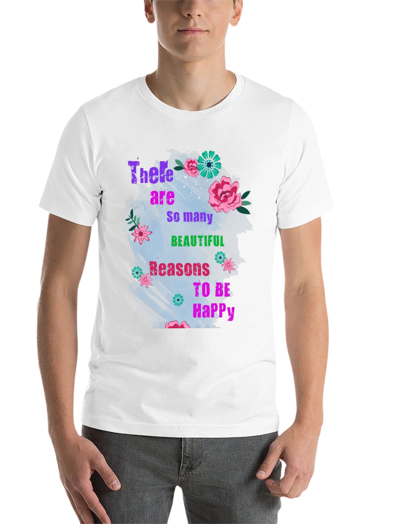 Black Floral Inspirational T-Shirt - Reasons to Be Happy view 14