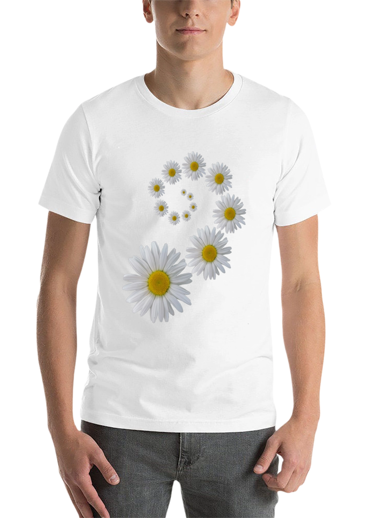 Black Daisy Spiral Graphic Black T-Shirt view 14