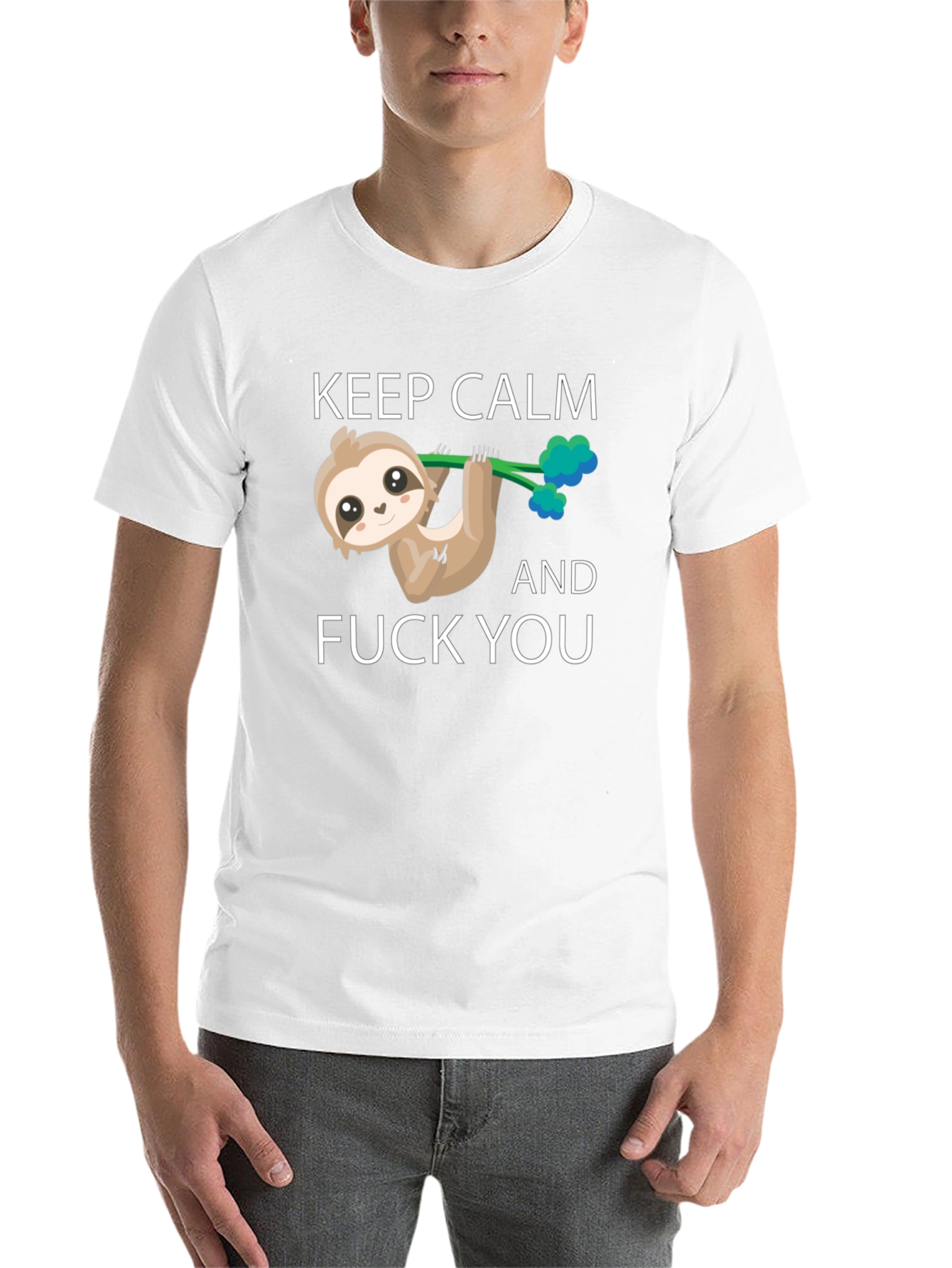 Black Keep Calm Sloth T-Shirt view 14
