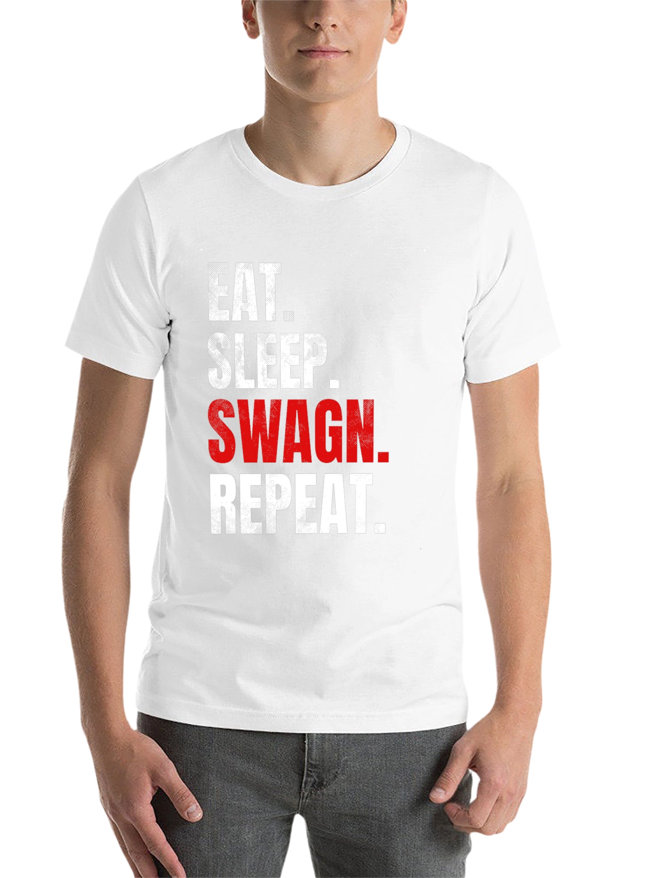Black Eat Sleep Swag Repeat Black Graphic Tee view 14