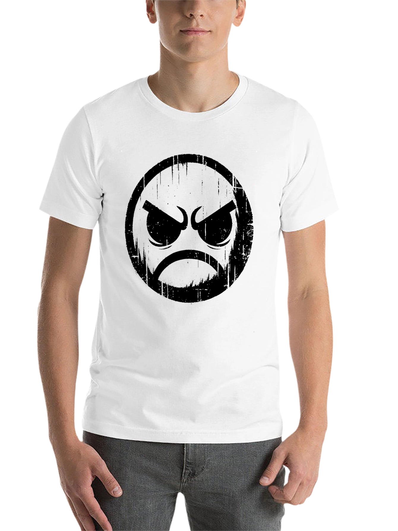 Black Angry Face Graphic Black T-Shirt view 14