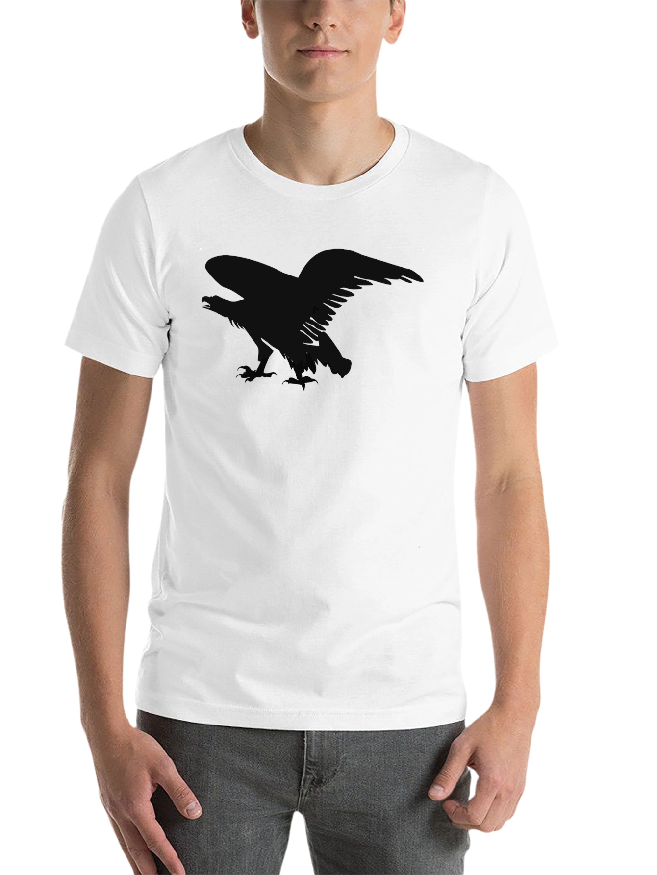 Black Men's Black Raven Graphic T-Shirt view 14