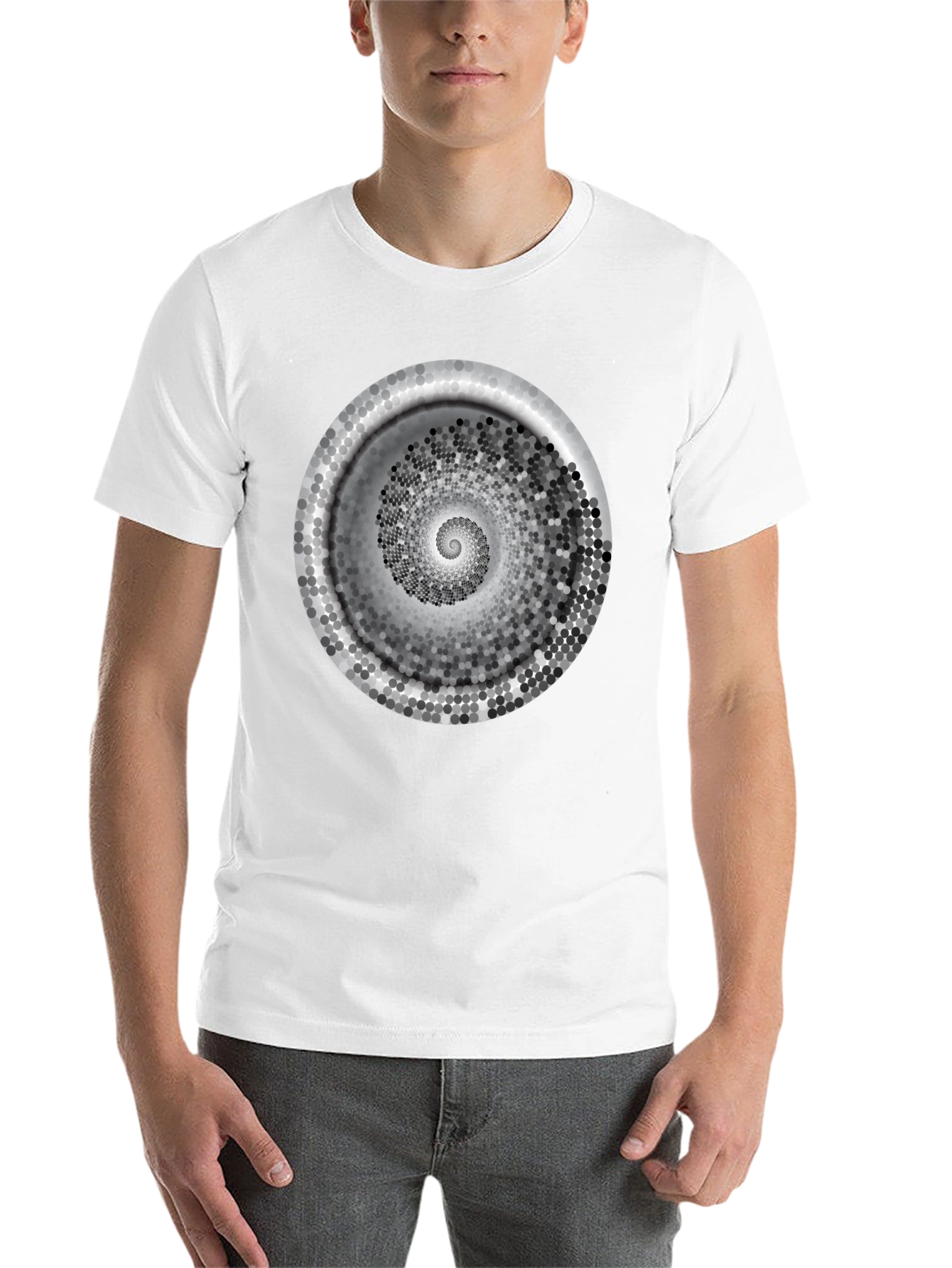 Black Hypnotic Spiral Graphic Tee - Modern Black T-Shirt view 14