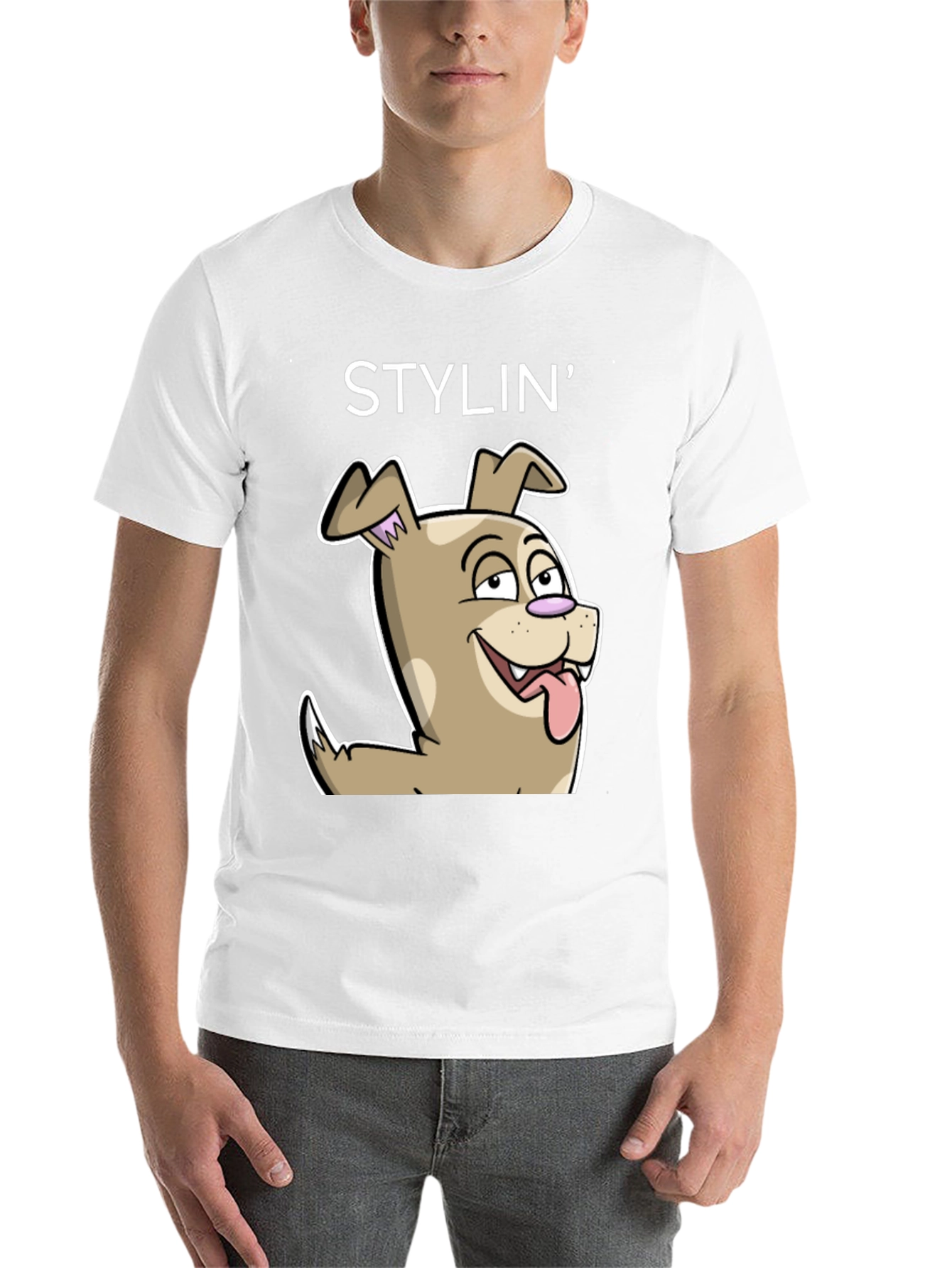 Black Stylin' Dog Cartoon Graphic Tee - Unisex view 14