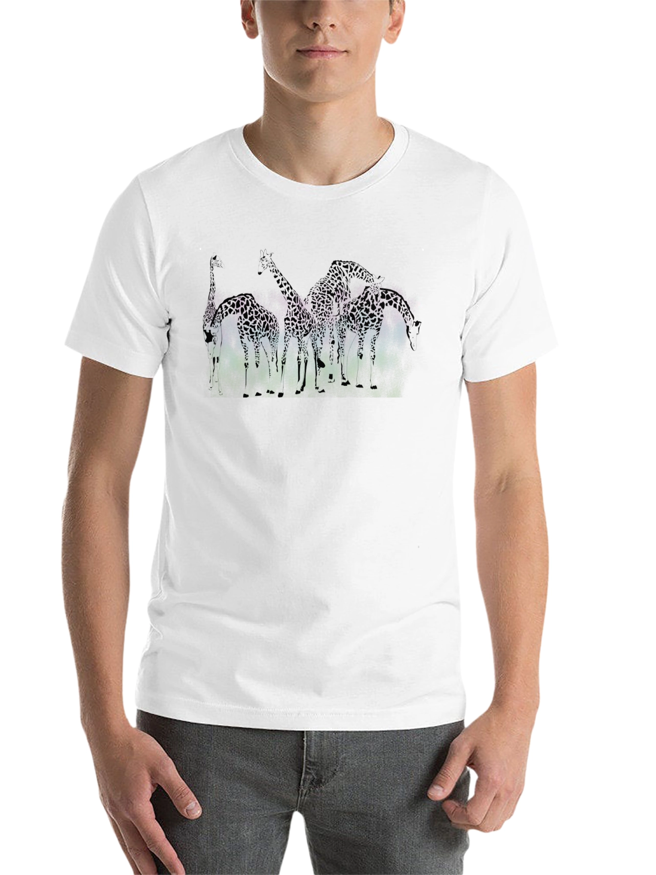 Black Giraffe Silhouette Graphic Tee - Black Cotton T-Shirt view 14