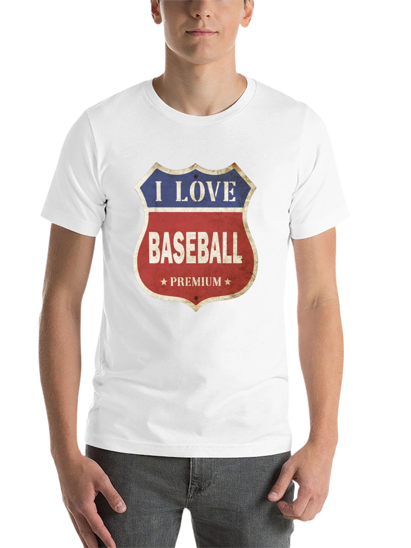 Black I Love Baseball Premium T-Shirt view 14