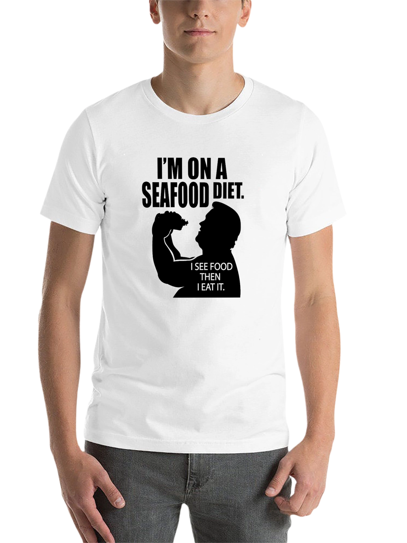 Black Seafood Diet T-Shirt - See Food and Eat It! view 14