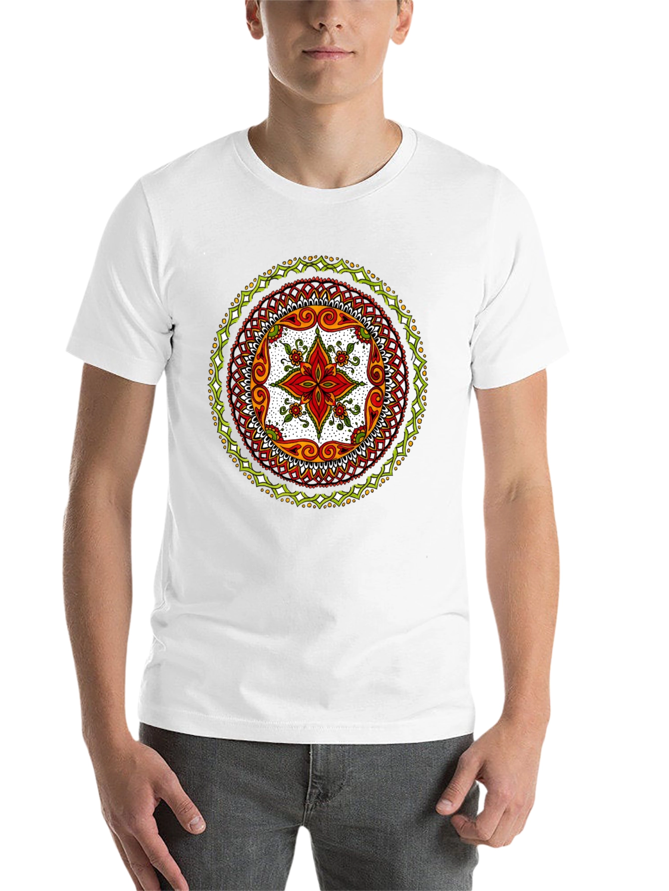 Black Mandala Print Black T-Shirt - Artistic Style view 14