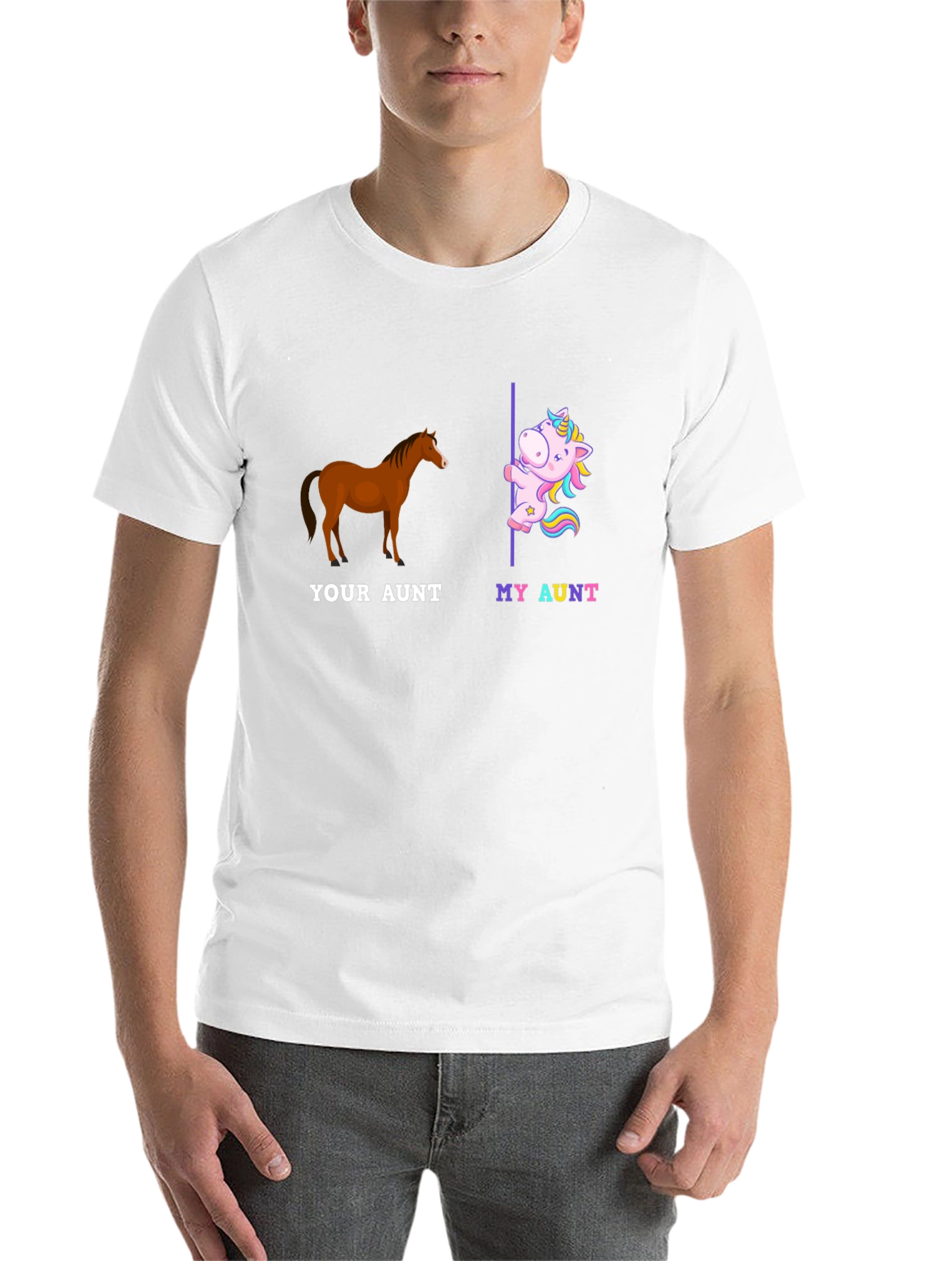 Black Funny Aunt T-Shirt - Horse and Unicorn Design view 14