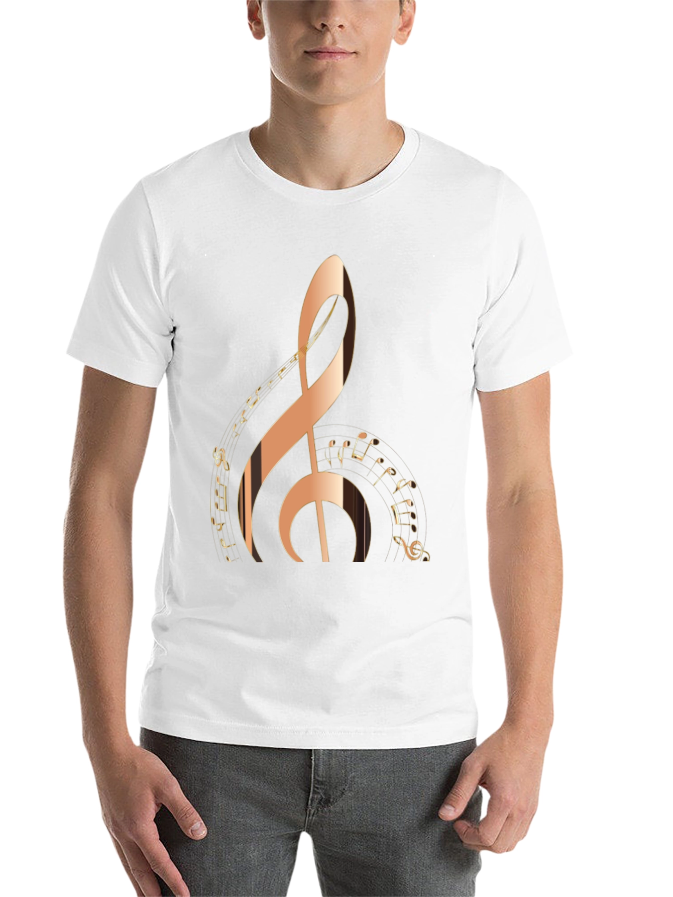 Black Treble Clef Music Notes Graphic T-Shirt view 14